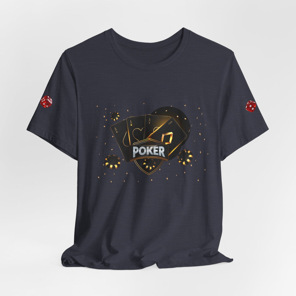 Black Poker Cards Heart design T-Shirt | Poker Chips Dice Tee - Etna Gift