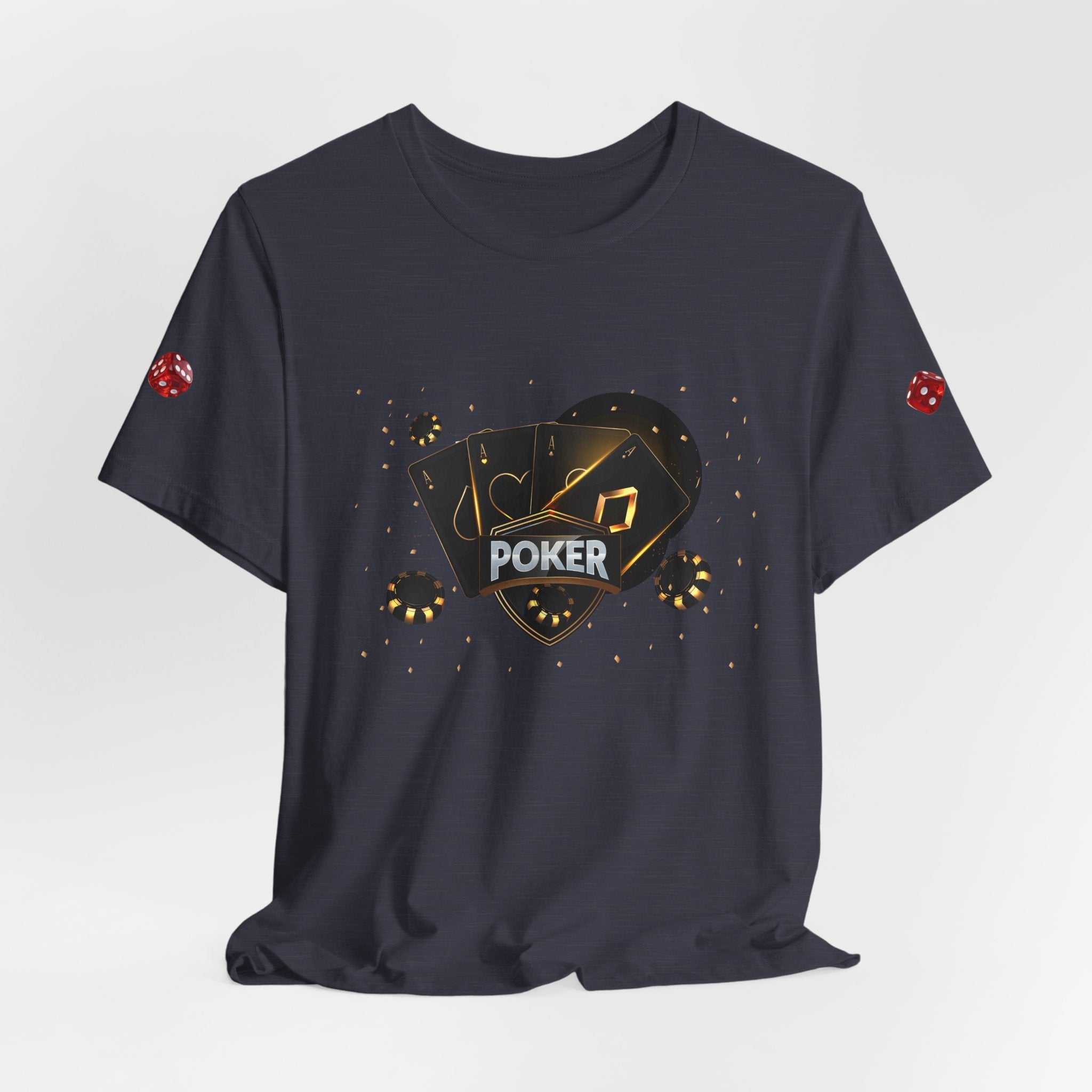 Black Poker Cards Heart design T-Shirt | Poker Chips Dice Tee - Etna Gift