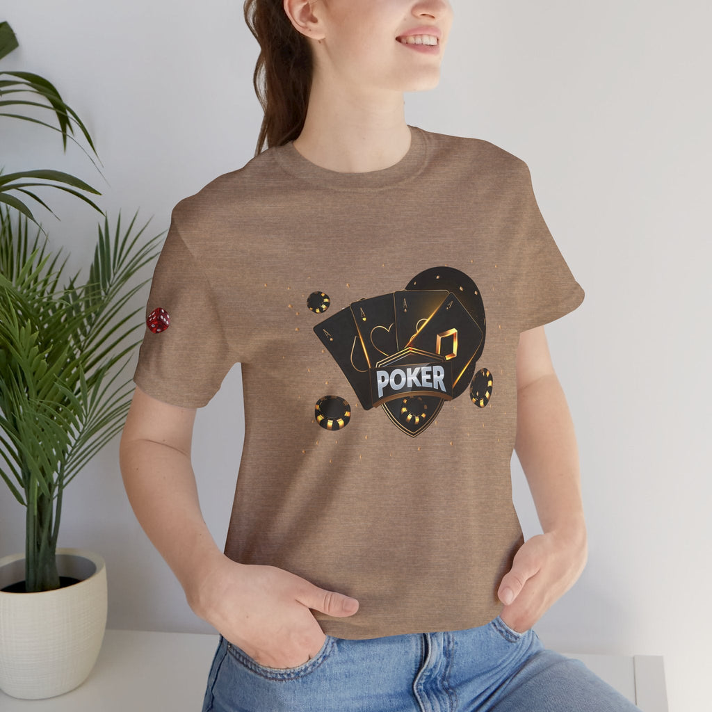 Black Poker Cards Heart design T-Shirt | Poker Chips Dice Tee - Etna Gift