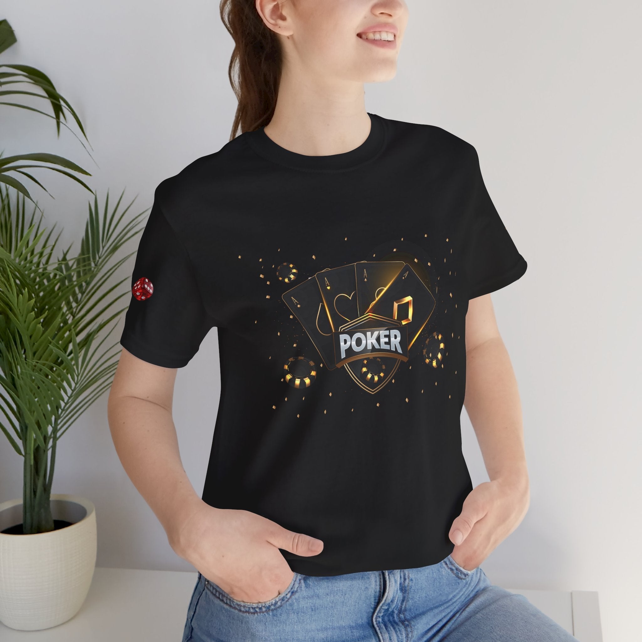 Black Poker Cards Heart design T-Shirt | Poker Chips Dice Tee - Etna Gift