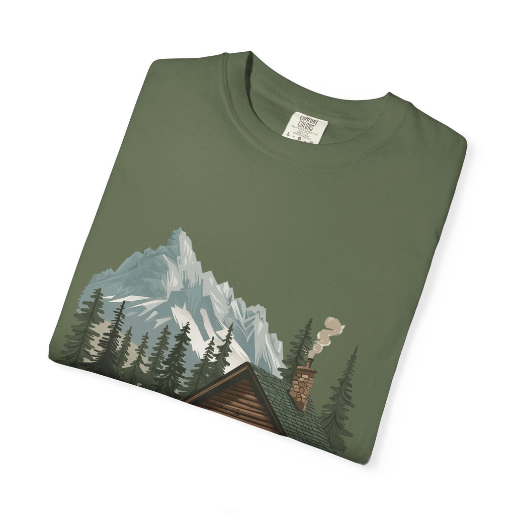 Cabin in Pines T-shirt Mountain Cabin Nature Landscape Tee - Etna Gift