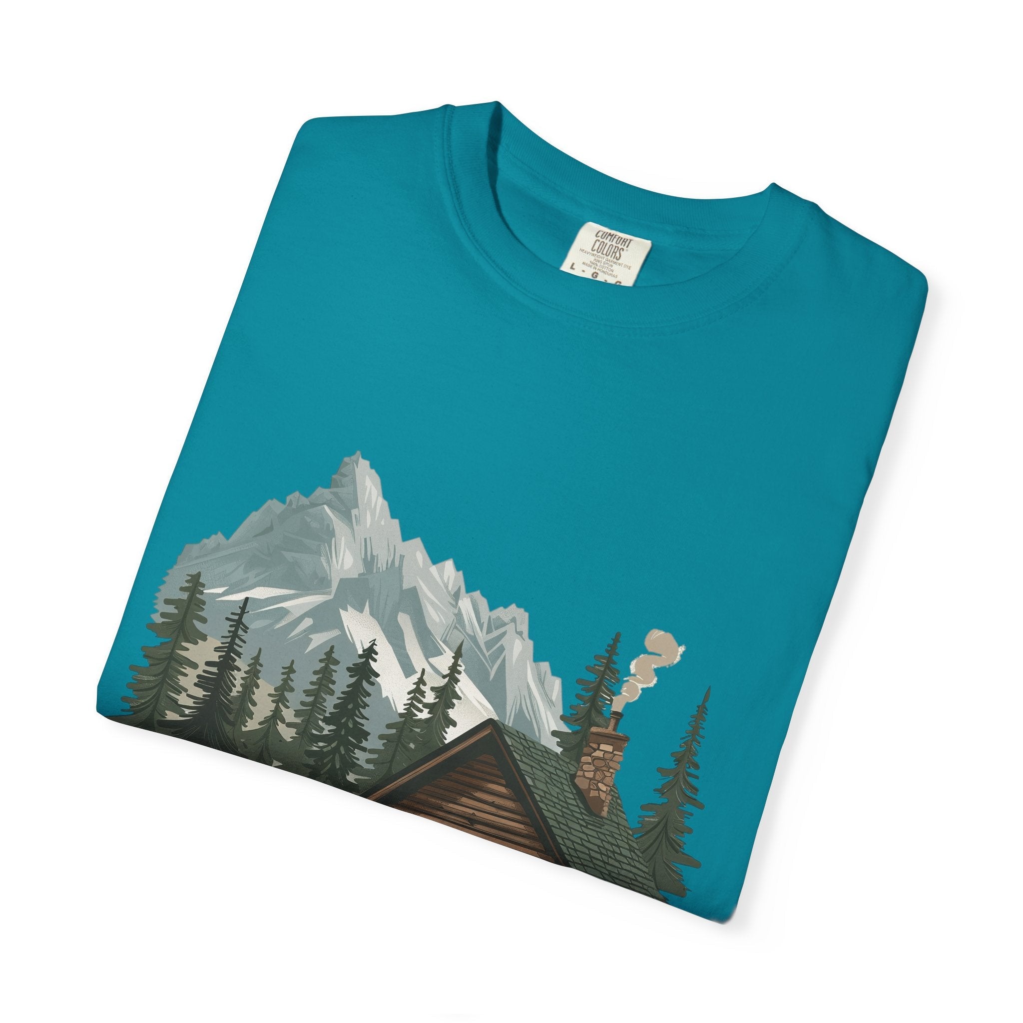 Cabin in Pines T-shirt Mountain Cabin Nature Landscape Tee - Etna Gift