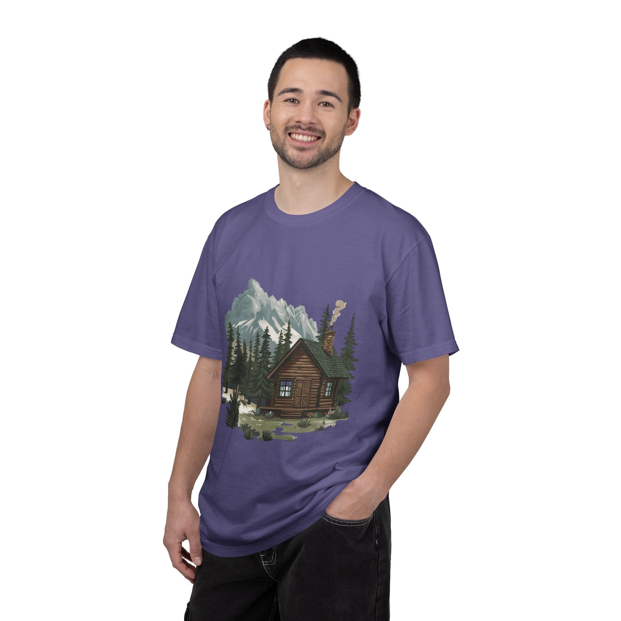 Cabin in Pines T-shirt Mountain Cabin Nature Landscape Tee - Etna Gift