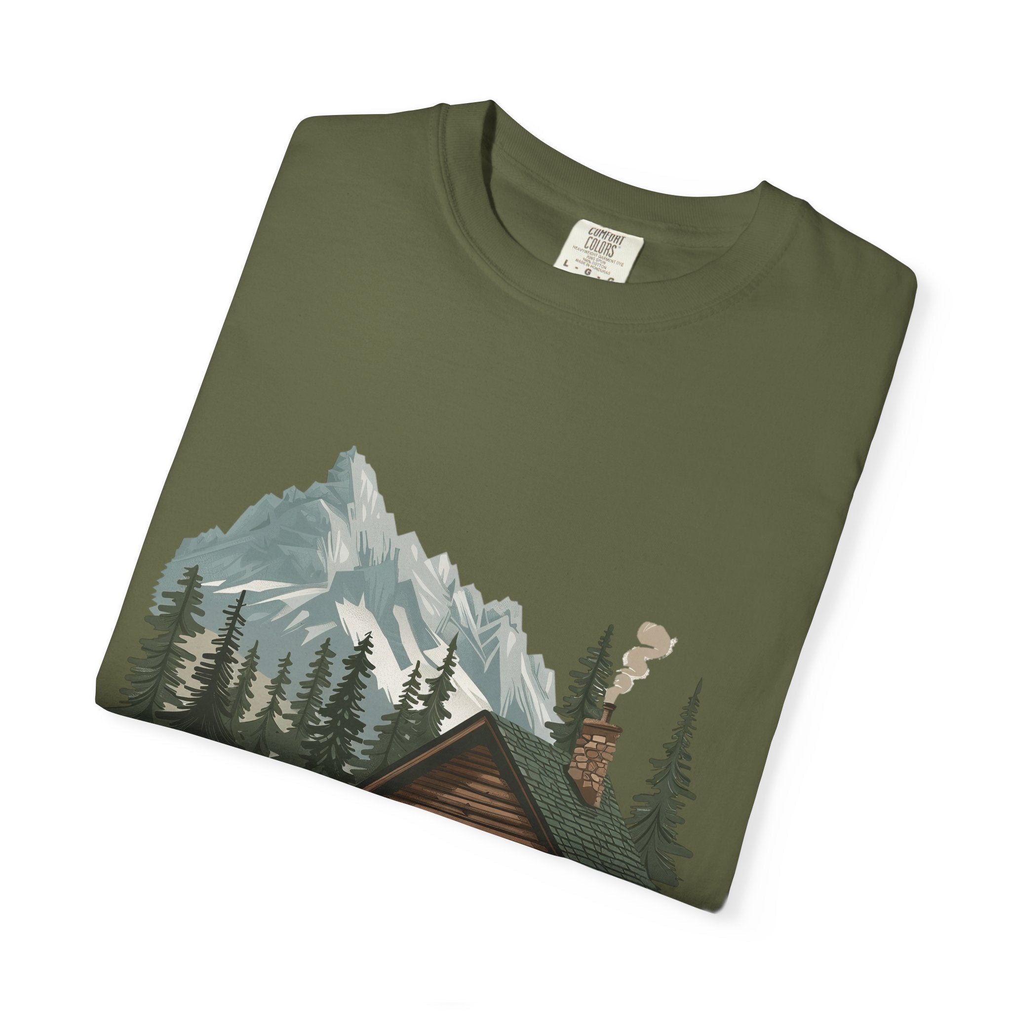 Cabin in Pines T-shirt Mountain Cabin Nature Landscape Tee - Etna Gift