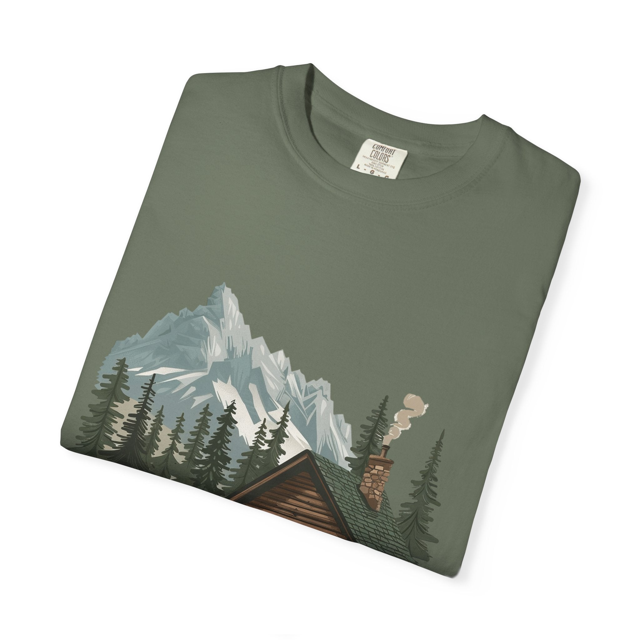Cabin in Pines T-shirt Mountain Cabin Nature Landscape Tee - Etna Gift