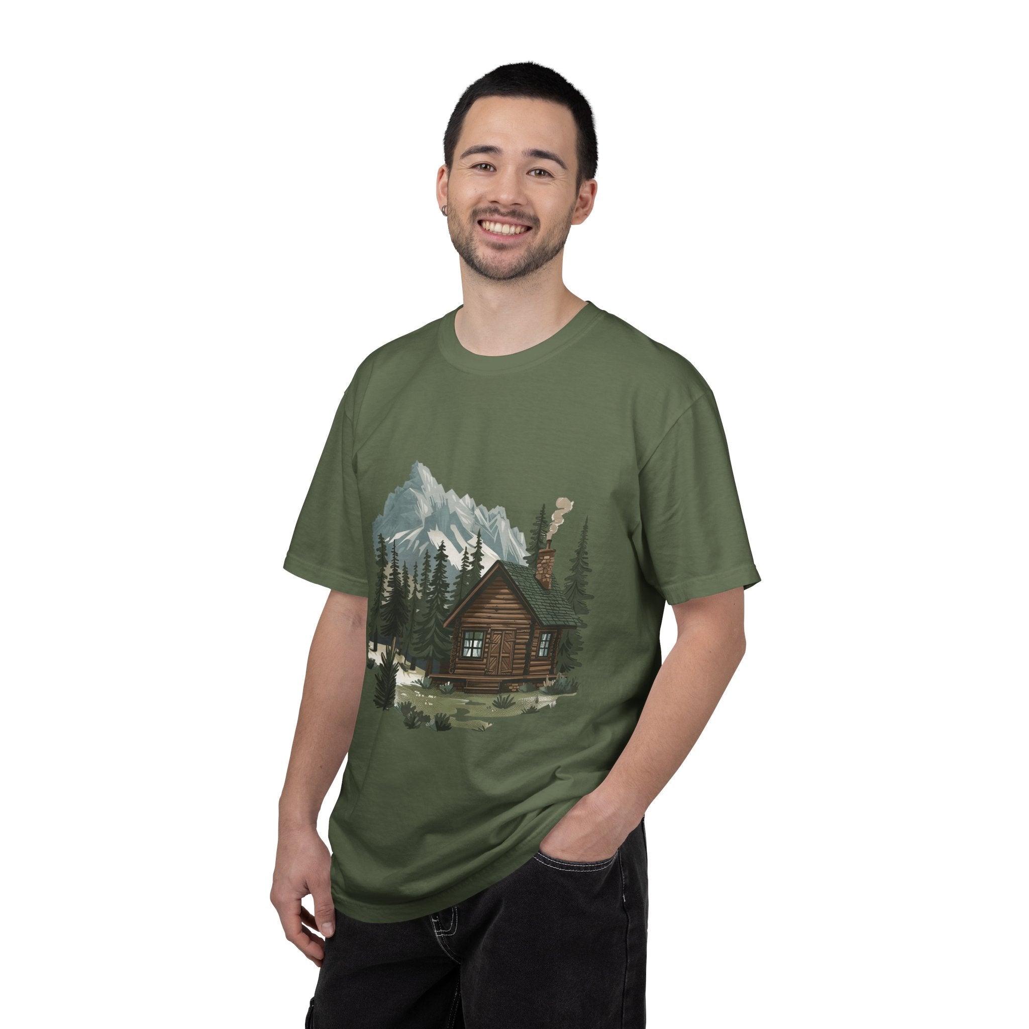 Cabin in Pines T-shirt Mountain Cabin Nature Landscape Tee - Etna Gift