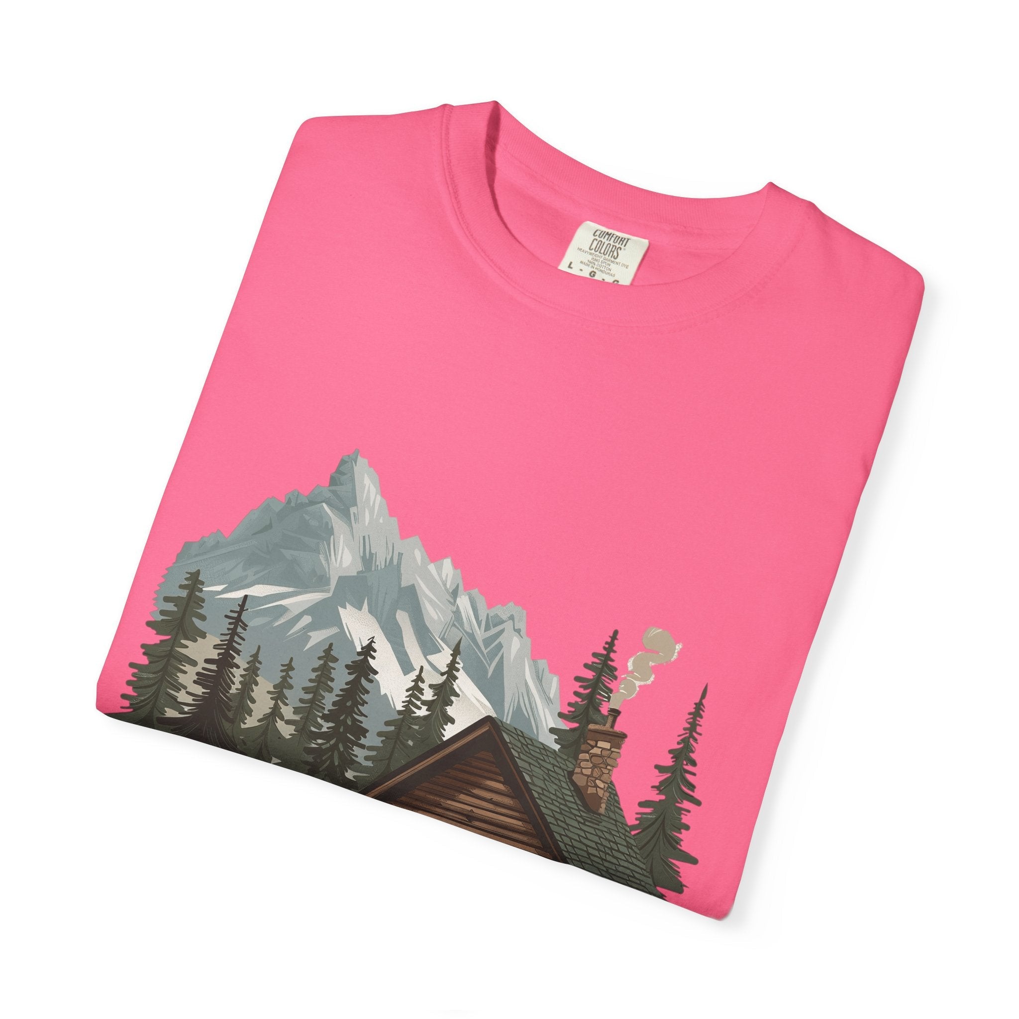 Cabin in Pines T-shirt Mountain Cabin Nature Landscape Tee - Etna Gift