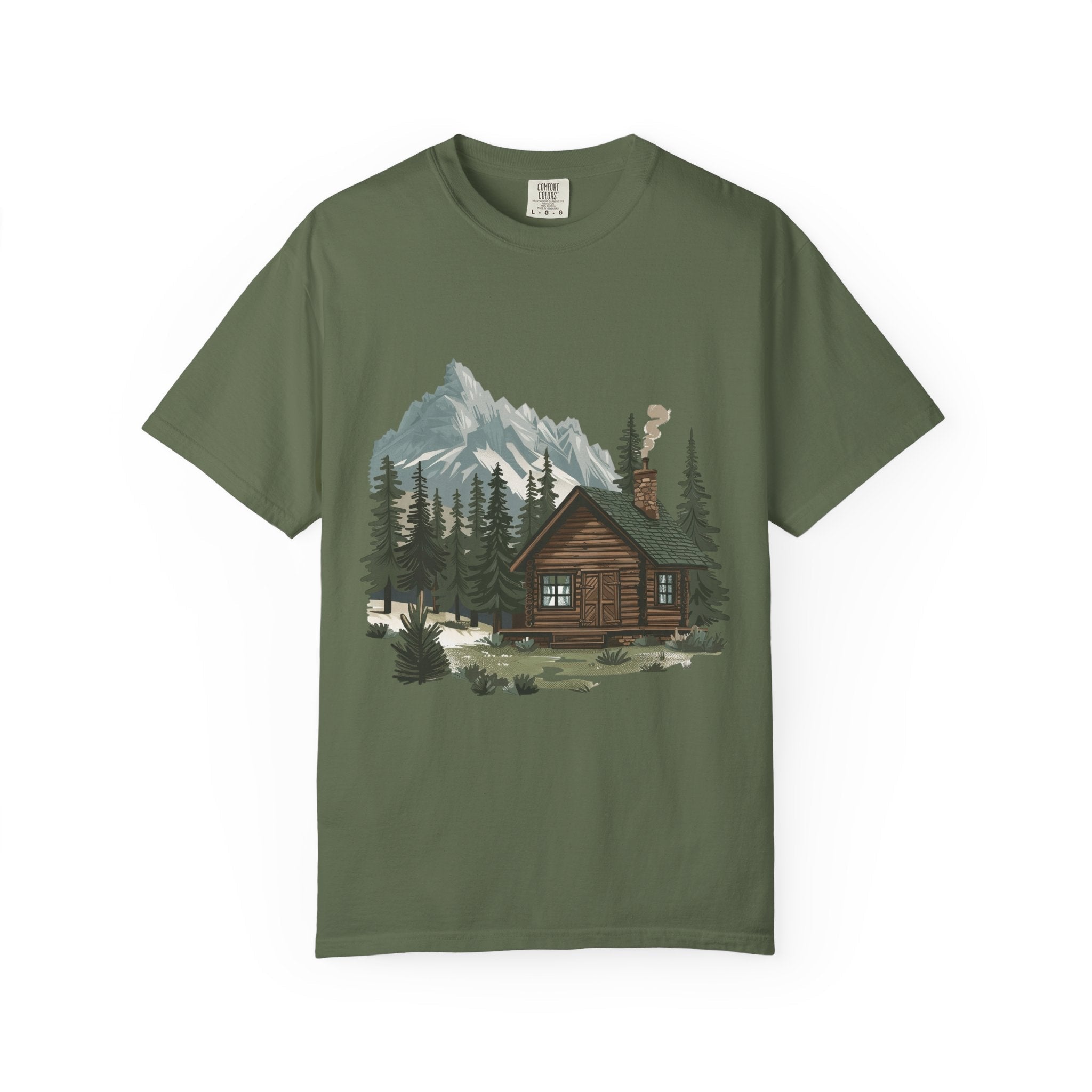 Cabin in Pines T-shirt Mountain Cabin Nature Landscape Tee - Etna Gift