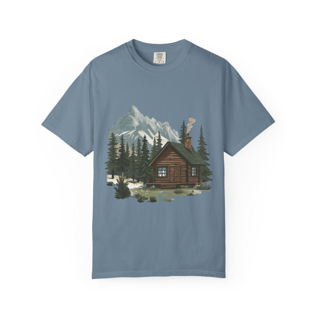 Cabin in Pines T-shirt Mountain Cabin Nature Landscape Tee - Etna Gift