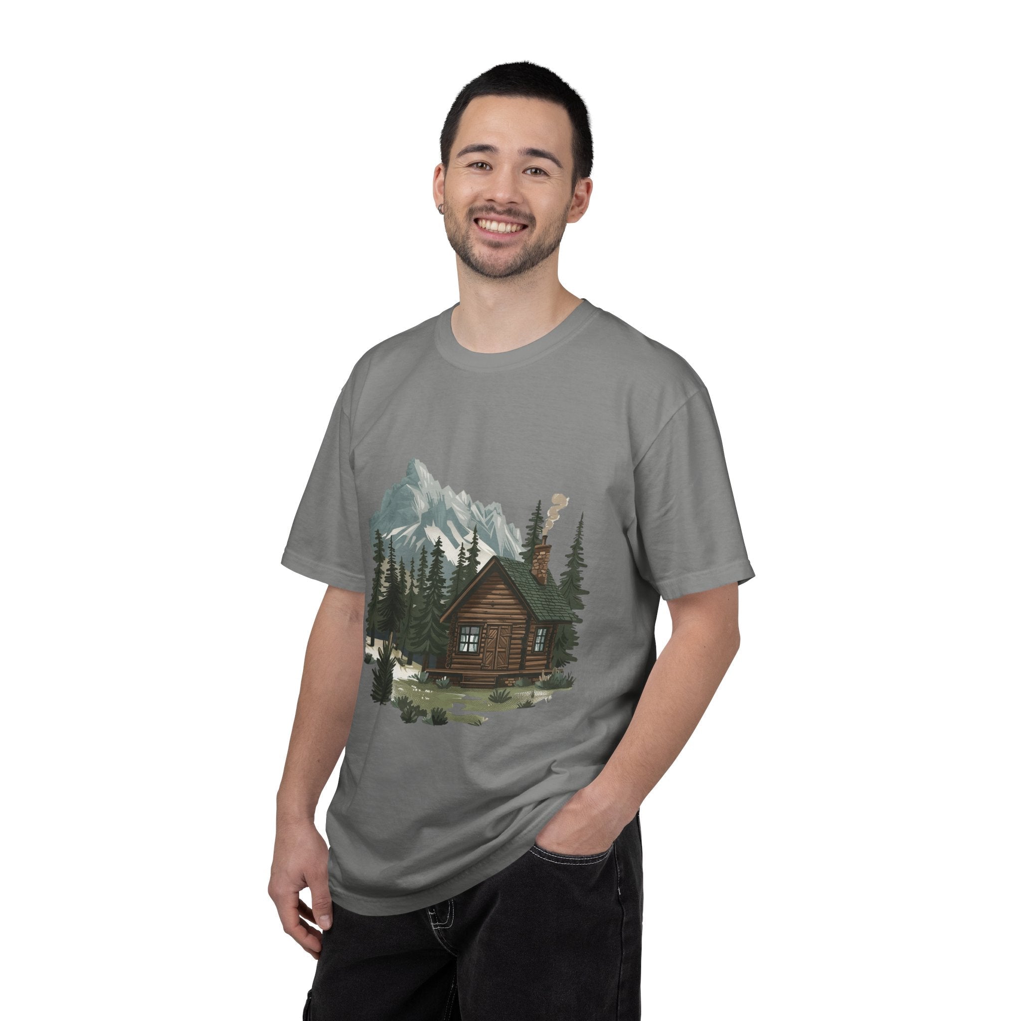 Cabin in Pines T-shirt Mountain Cabin Nature Landscape Tee - Etna Gift