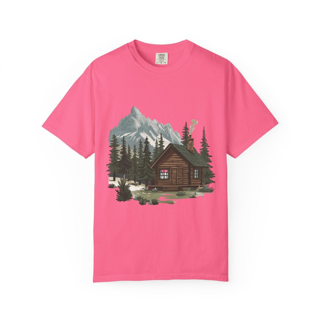 Cabin in Pines T-shirt Mountain Cabin Nature Landscape Tee - Etna Gift
