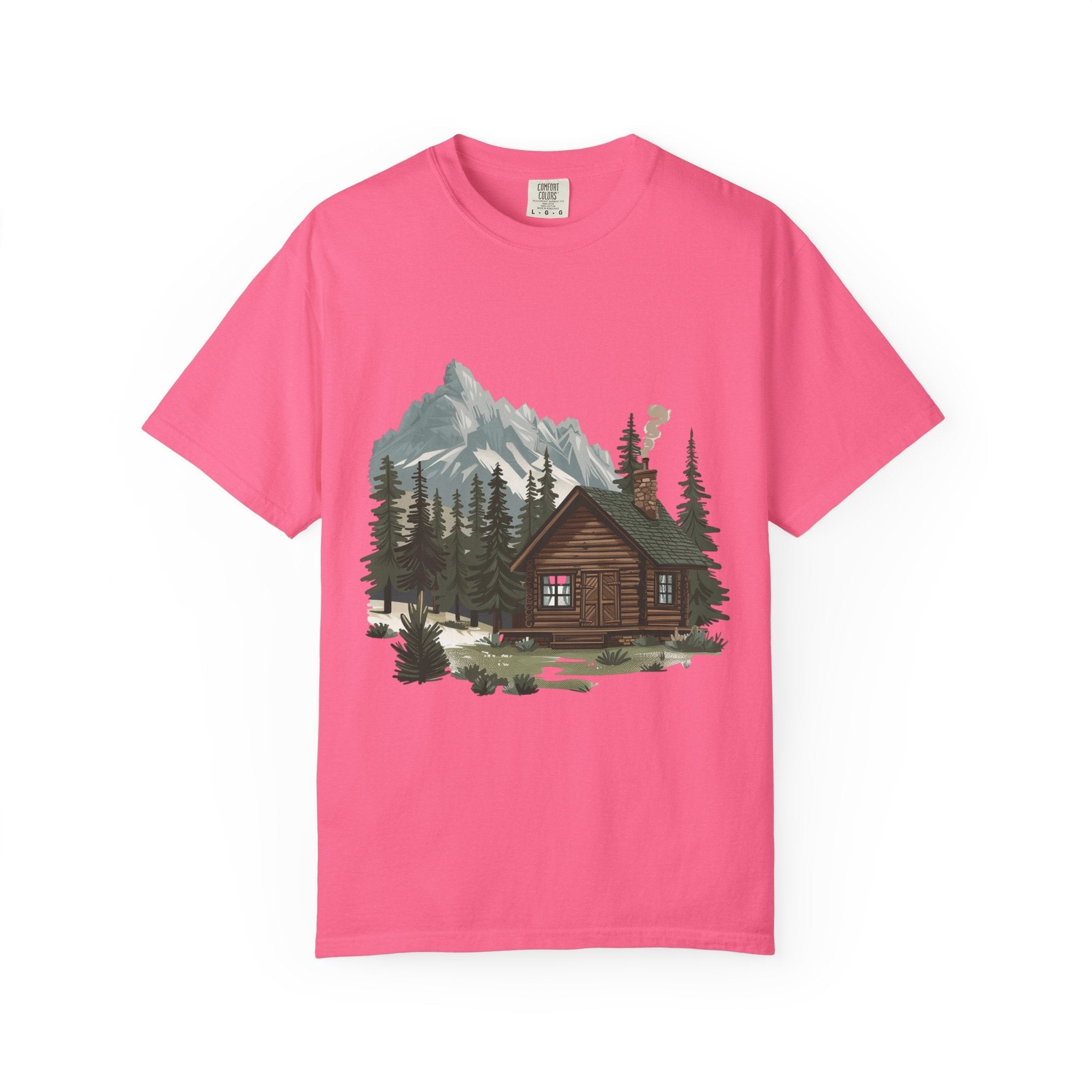 Cabin in Pines T-shirt Mountain Cabin Nature Landscape Tee - Etna Gift
