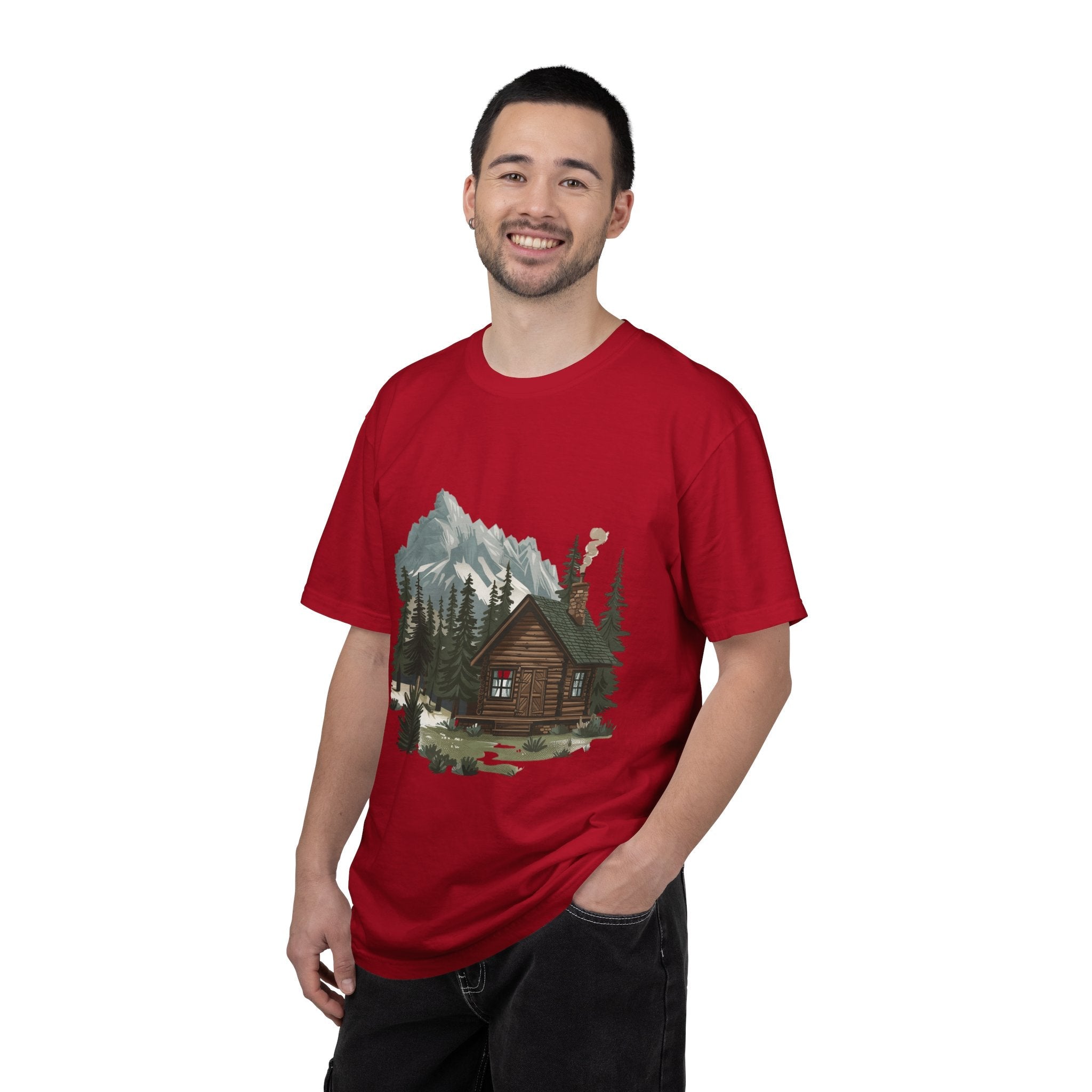 Cabin in Pines T-shirt Mountain Cabin Nature Landscape Tee - Etna Gift