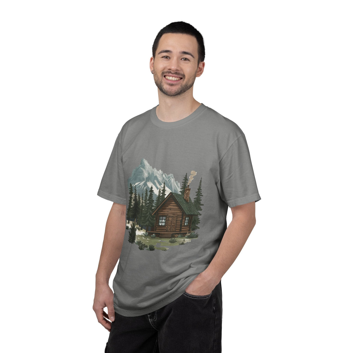Cabin in Pines T-shirt Mountain Cabin Nature Landscape Tee - Etna Gift
