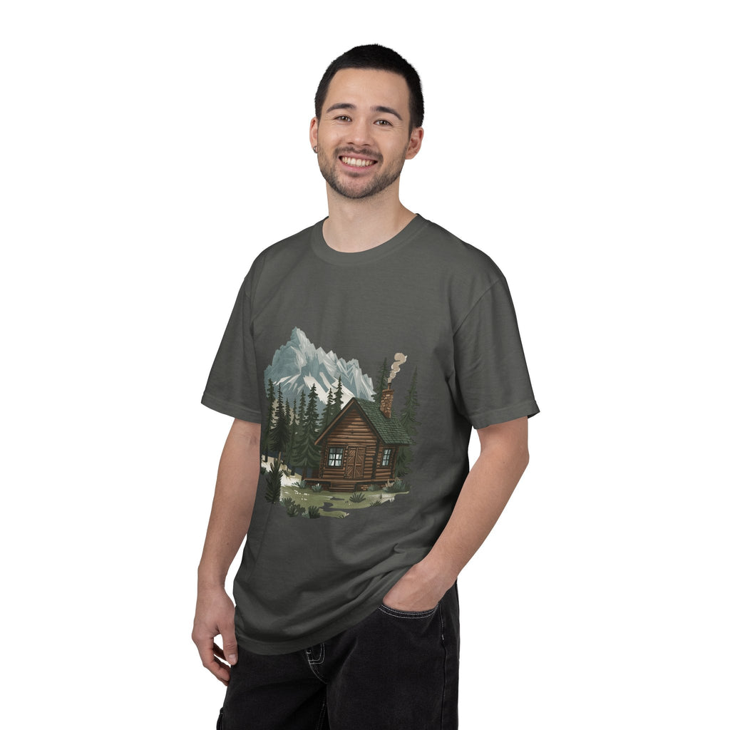 Cabin in Pines T-shirt Mountain Cabin Nature Landscape Tee - Etna Gift