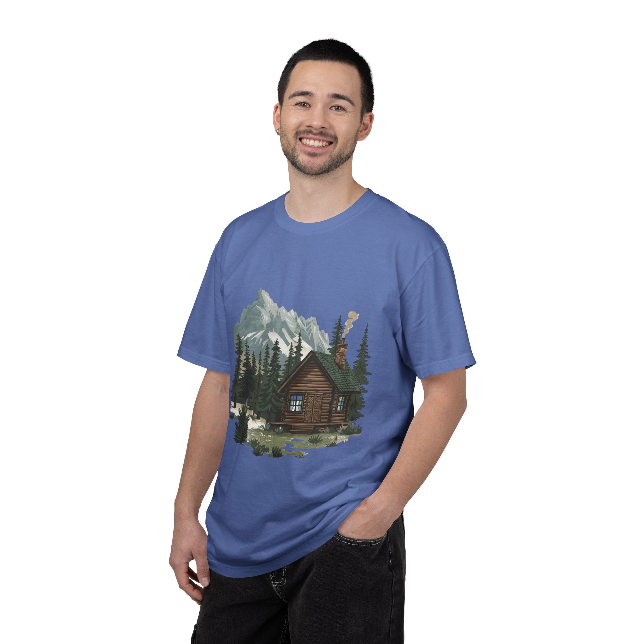 Cabin in Pines T-shirt Mountain Cabin Nature Landscape Tee - Etna Gift