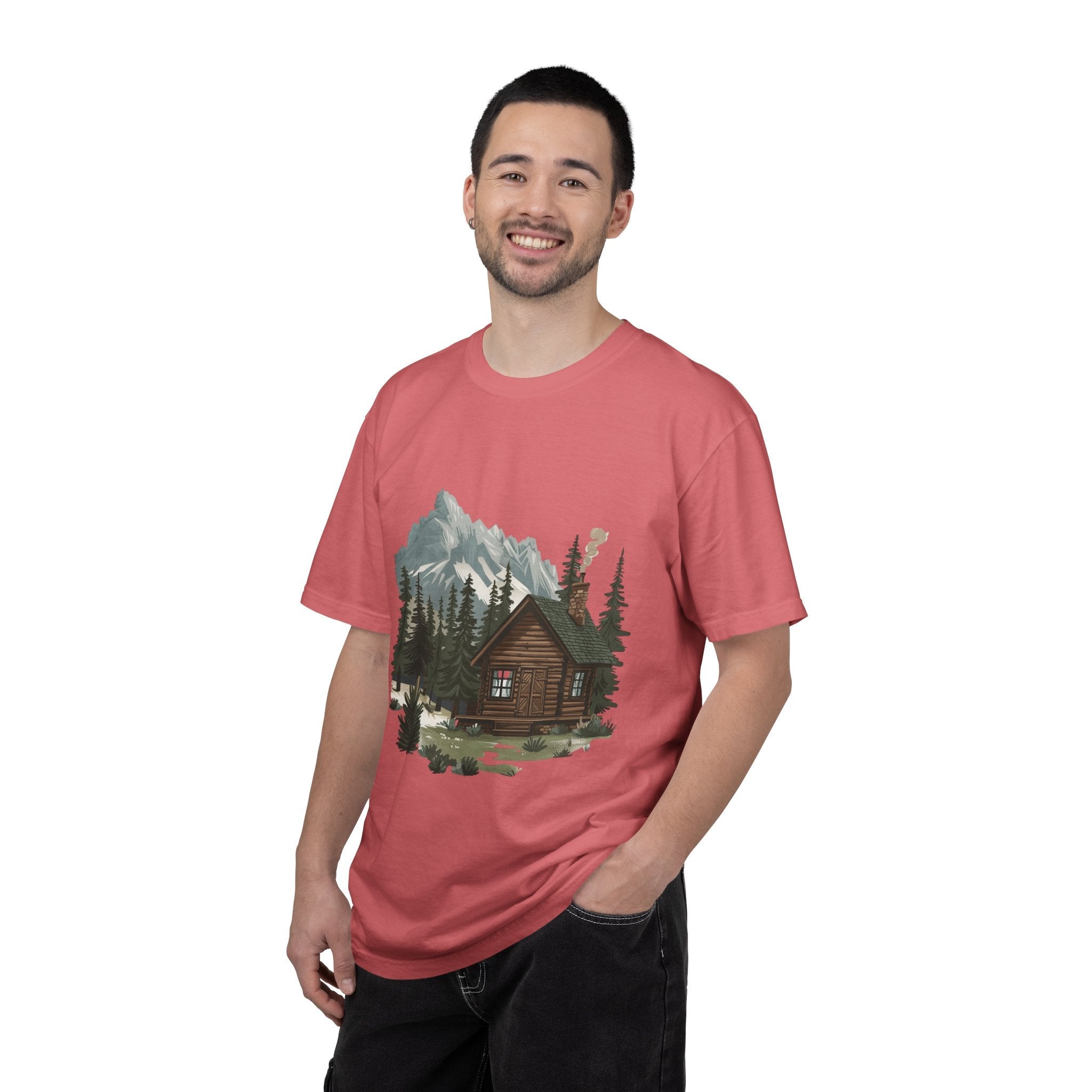 Cabin in Pines T-shirt Mountain Cabin Nature Landscape Tee - Etna Gift