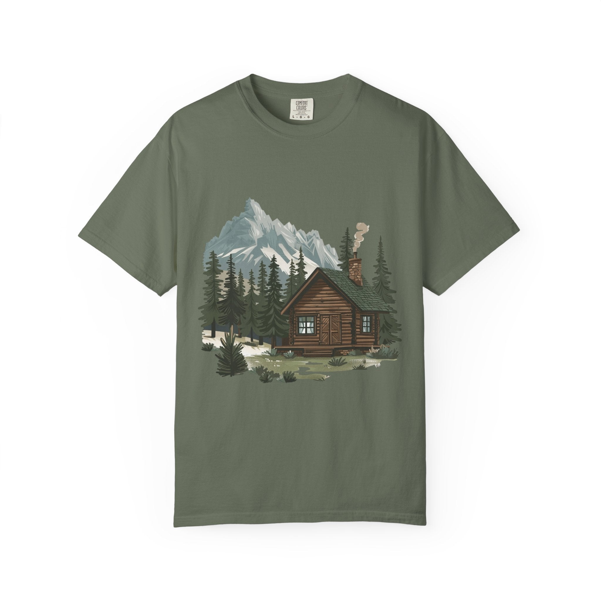 Cabin in Pines T-shirt Mountain Cabin Nature Landscape Tee - Etna Gift