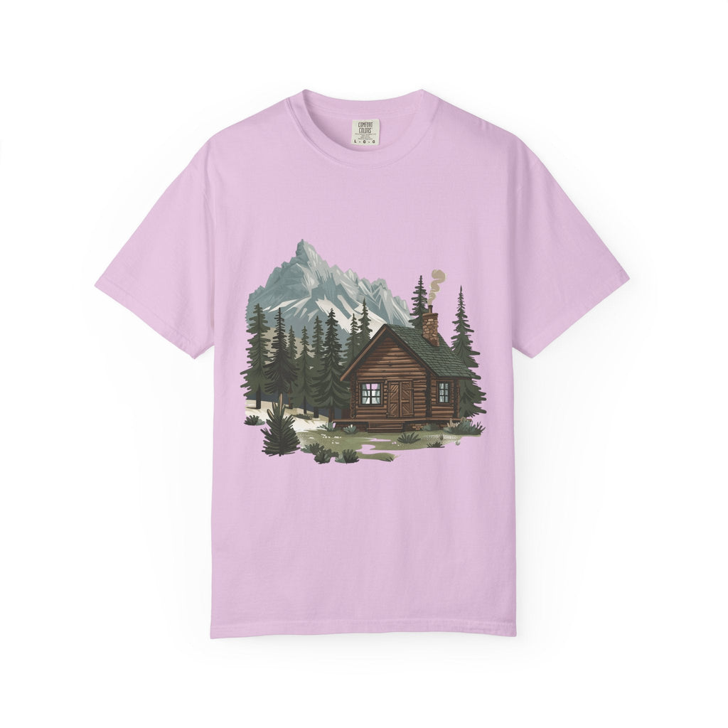 Cabin in Pines T-shirt Mountain Cabin Nature Landscape Tee - Etna Gift