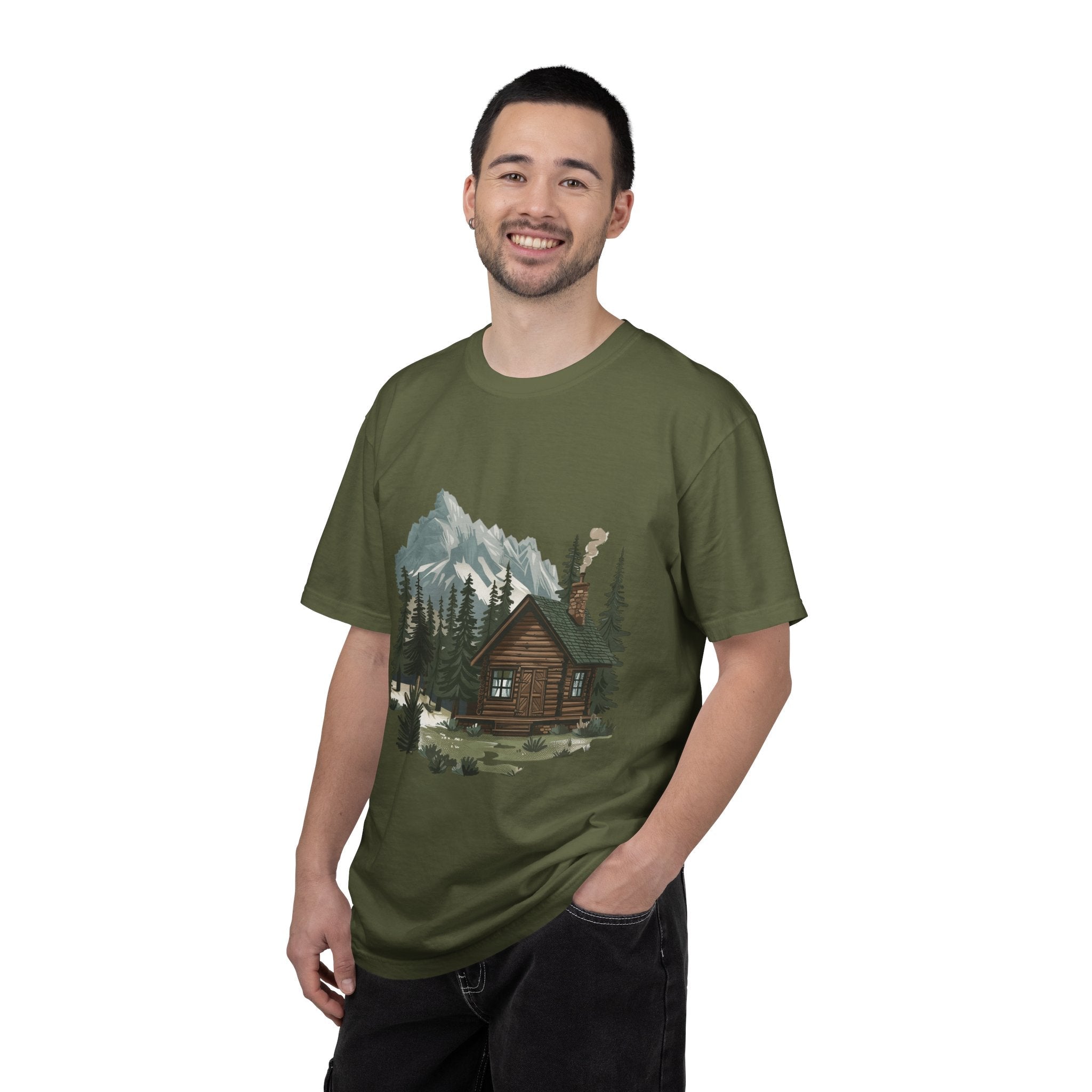Cabin in Pines T-shirt Mountain Cabin Nature Landscape Tee - Etna Gift