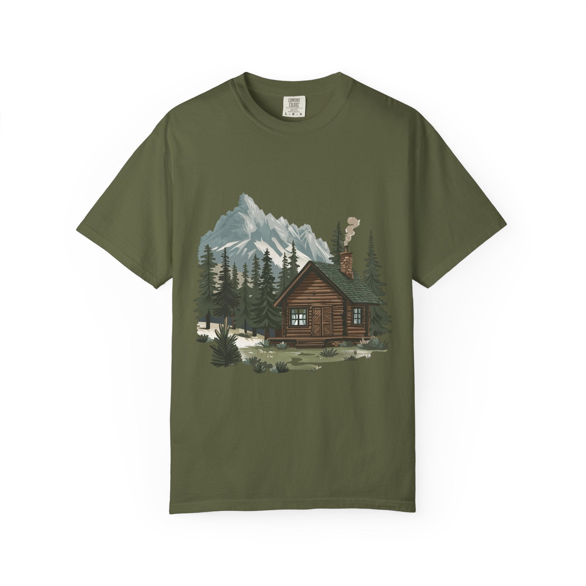 Cabin in Pines T-shirt Mountain Cabin Nature Landscape Tee - Etna Gift