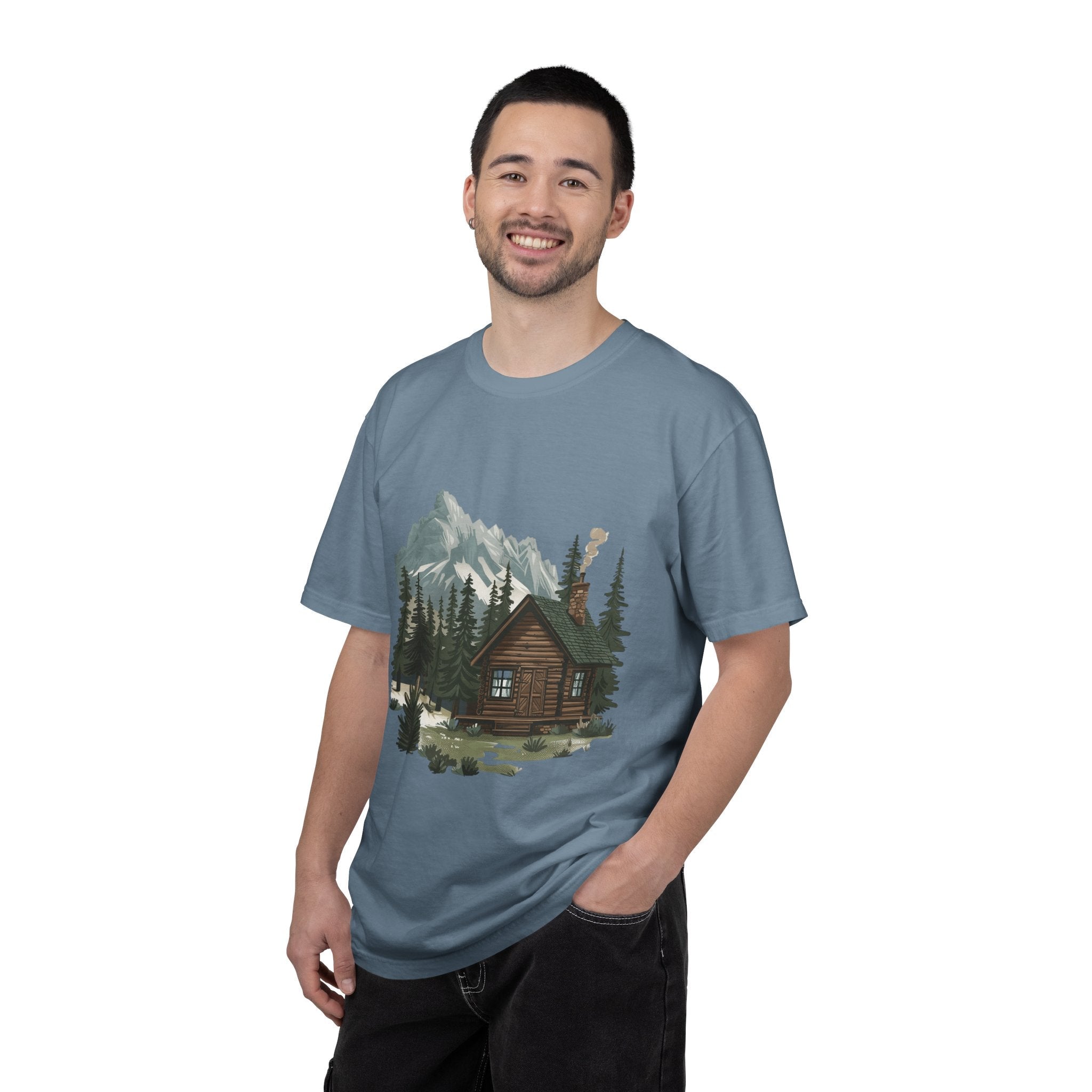 Cabin in Pines T-shirt Mountain Cabin Nature Landscape Tee - Etna Gift