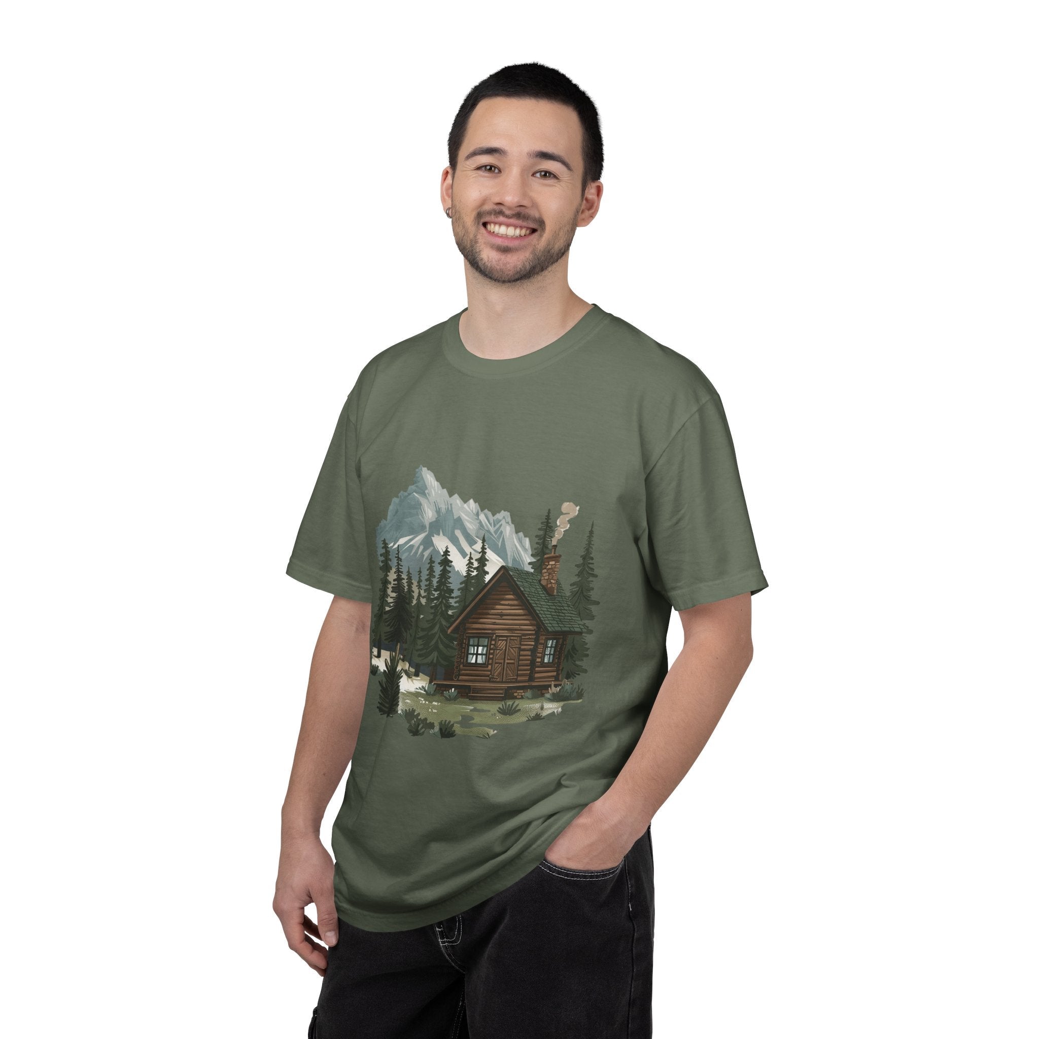 Cabin in Pines T-shirt Mountain Cabin Nature Landscape Tee - Etna Gift
