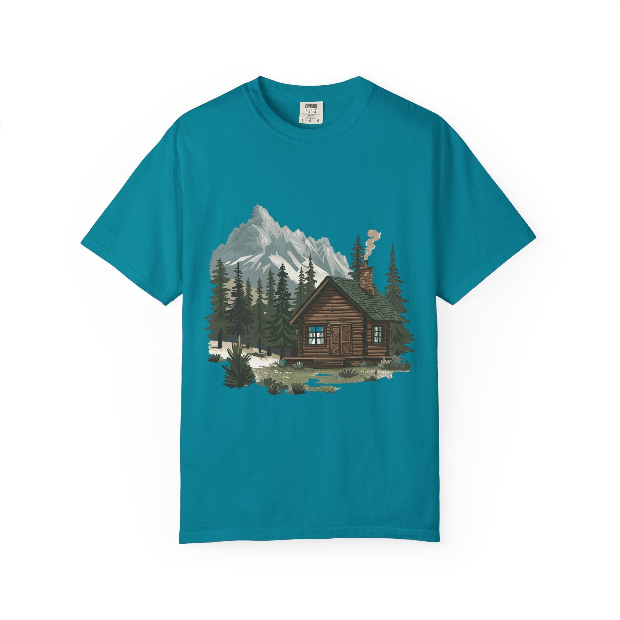 Cabin in Pines T-shirt Mountain Cabin Nature Landscape Tee - Etna Gift