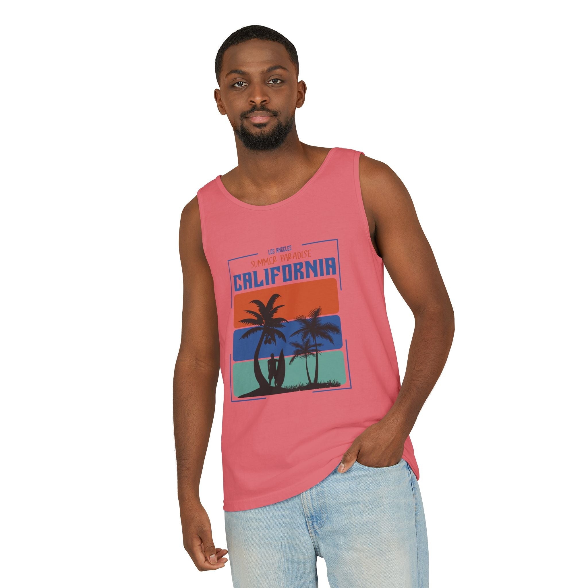 California Palm Sunset Tank Top Vintage Beach Graphic - Etna Gift