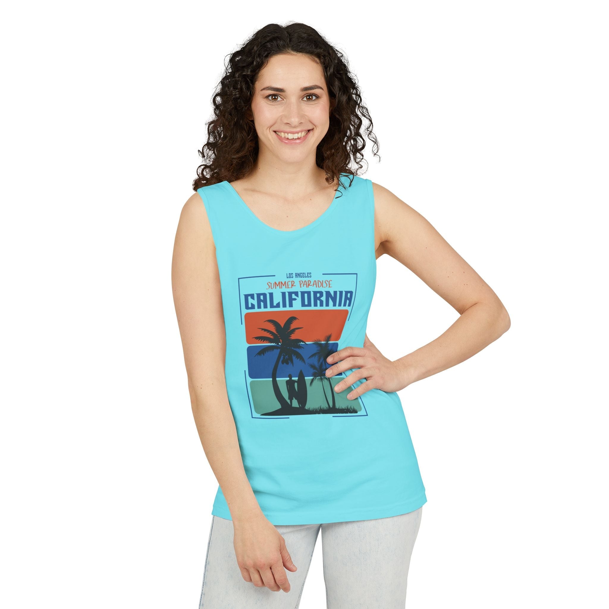 California Palm Sunset Tank Top Vintage Beach Graphic - Etna Gift