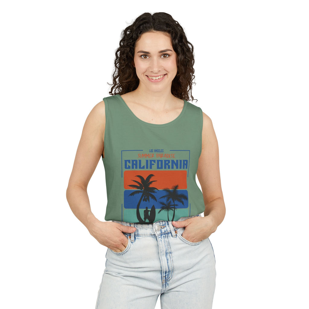 California Palm Sunset Tank Top Vintage Beach Graphic - Etna Gift