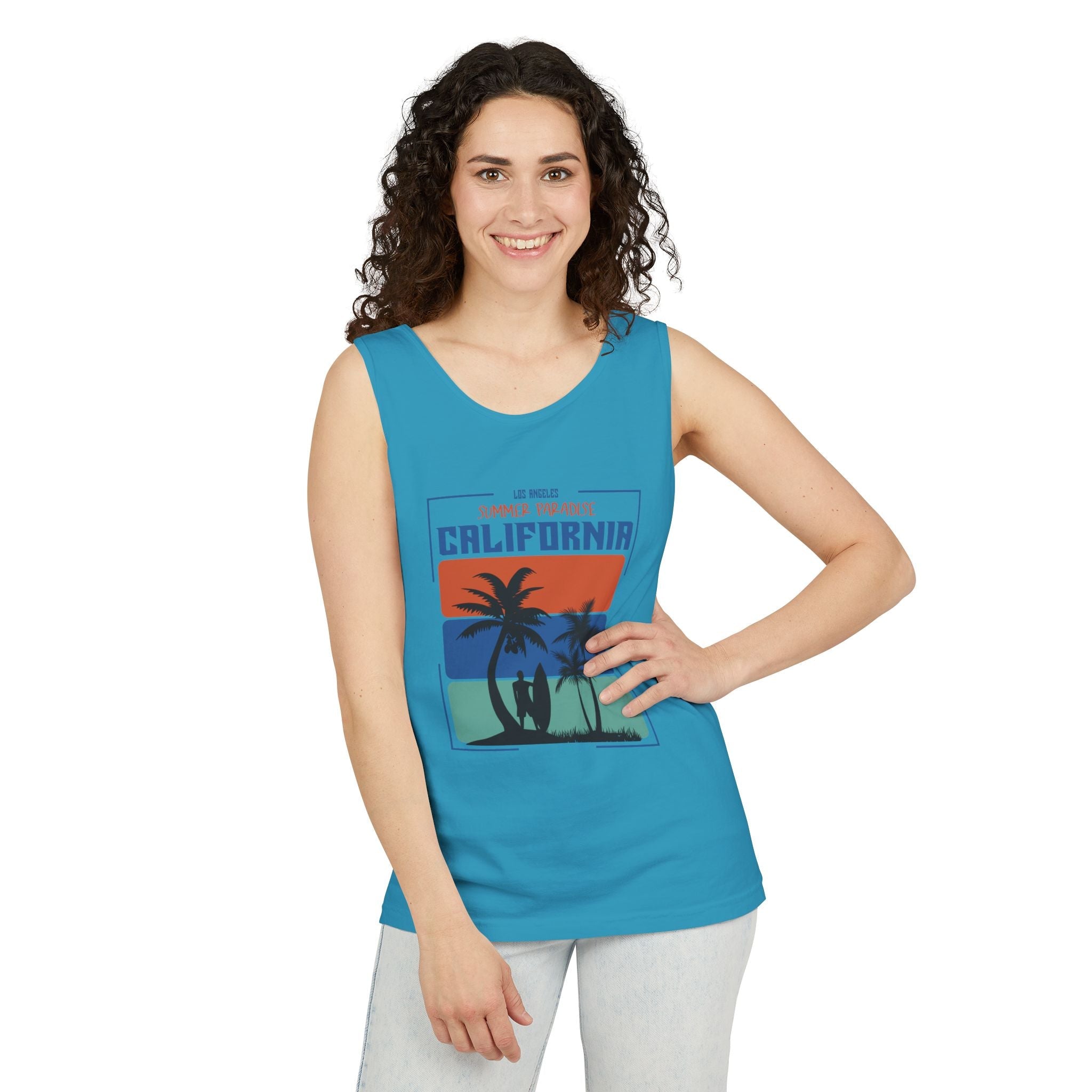 California Palm Sunset Tank Top Vintage Beach Graphic - Etna Gift