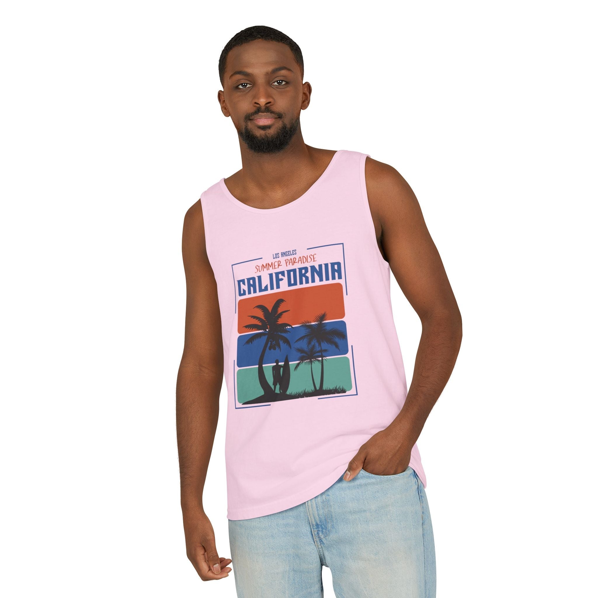 California Palm Sunset Tank Top Vintage Beach Graphic - Etna Gift