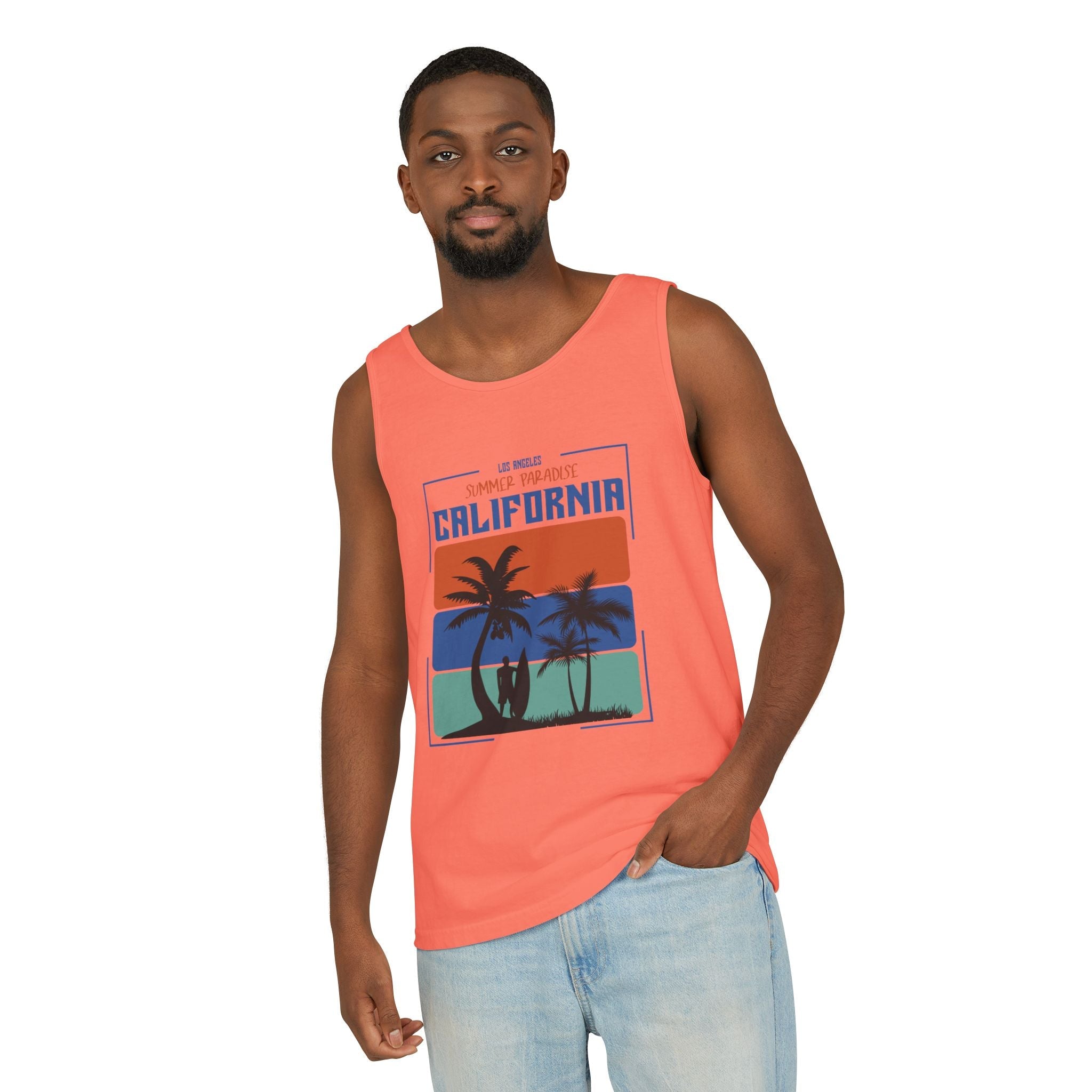 California Palm Sunset Tank Top Vintage Beach Graphic - Etna Gift