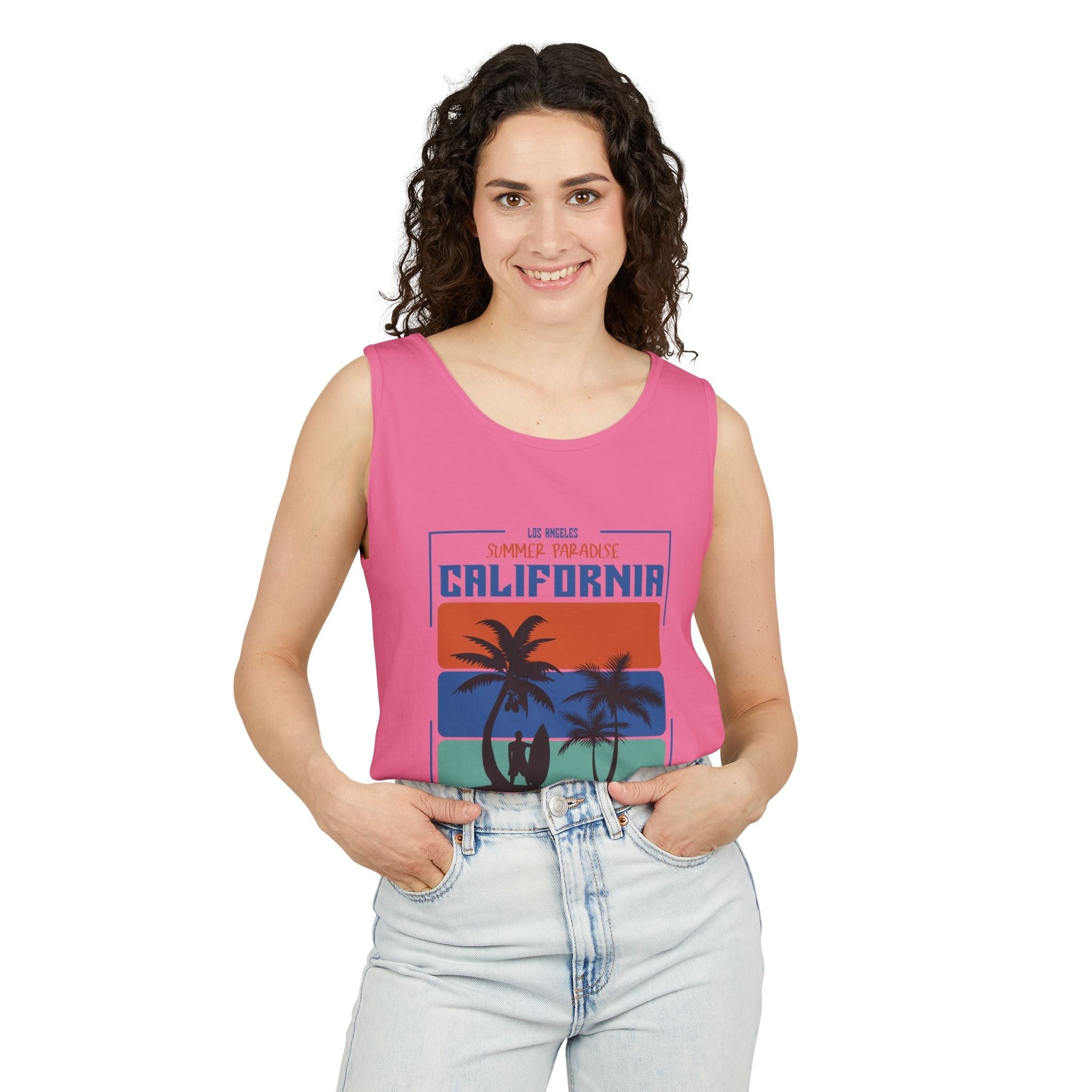 California Palm Sunset Tank Top Vintage Beach Graphic - Etna Gift