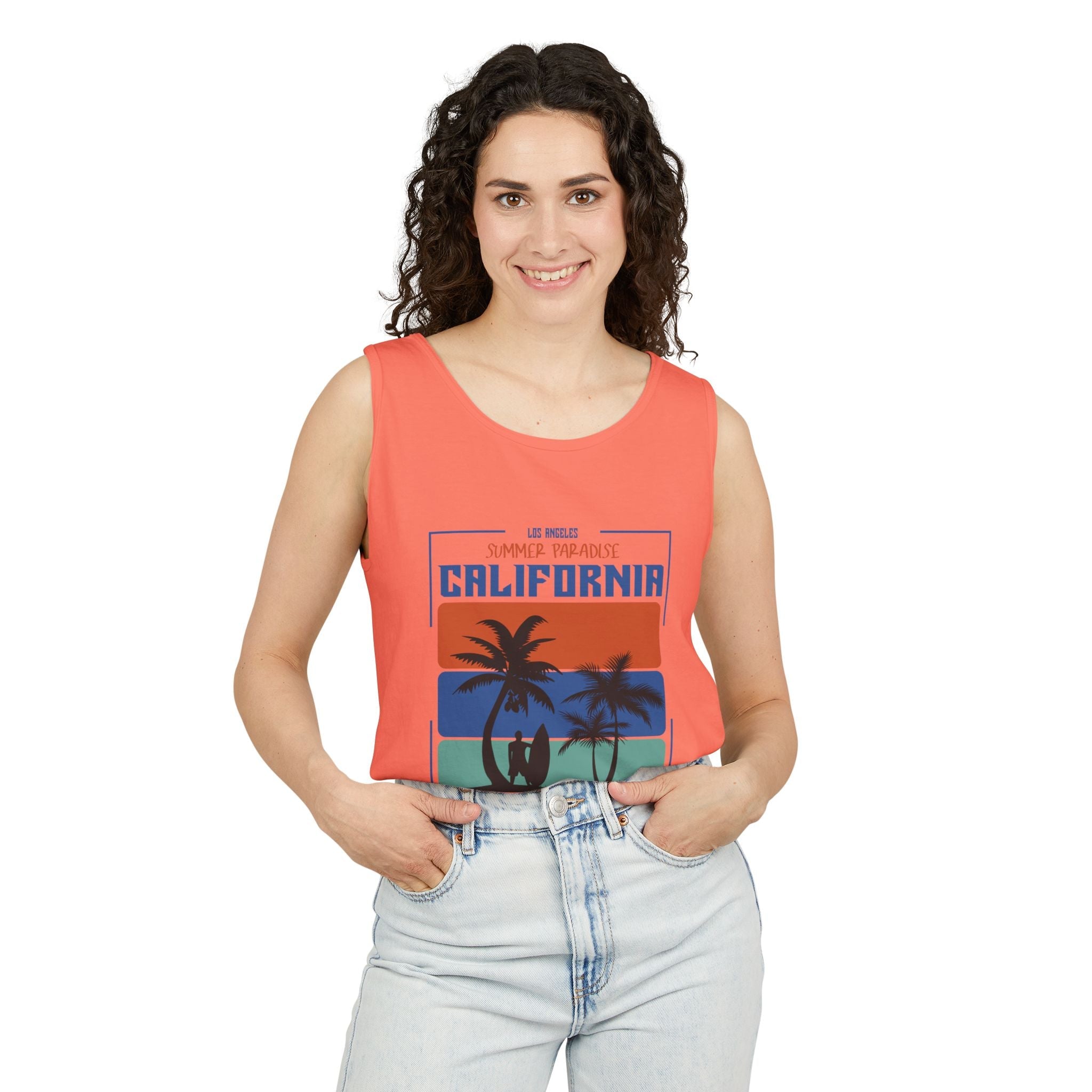 California Palm Sunset Tank Top Vintage Beach Graphic - Etna Gift