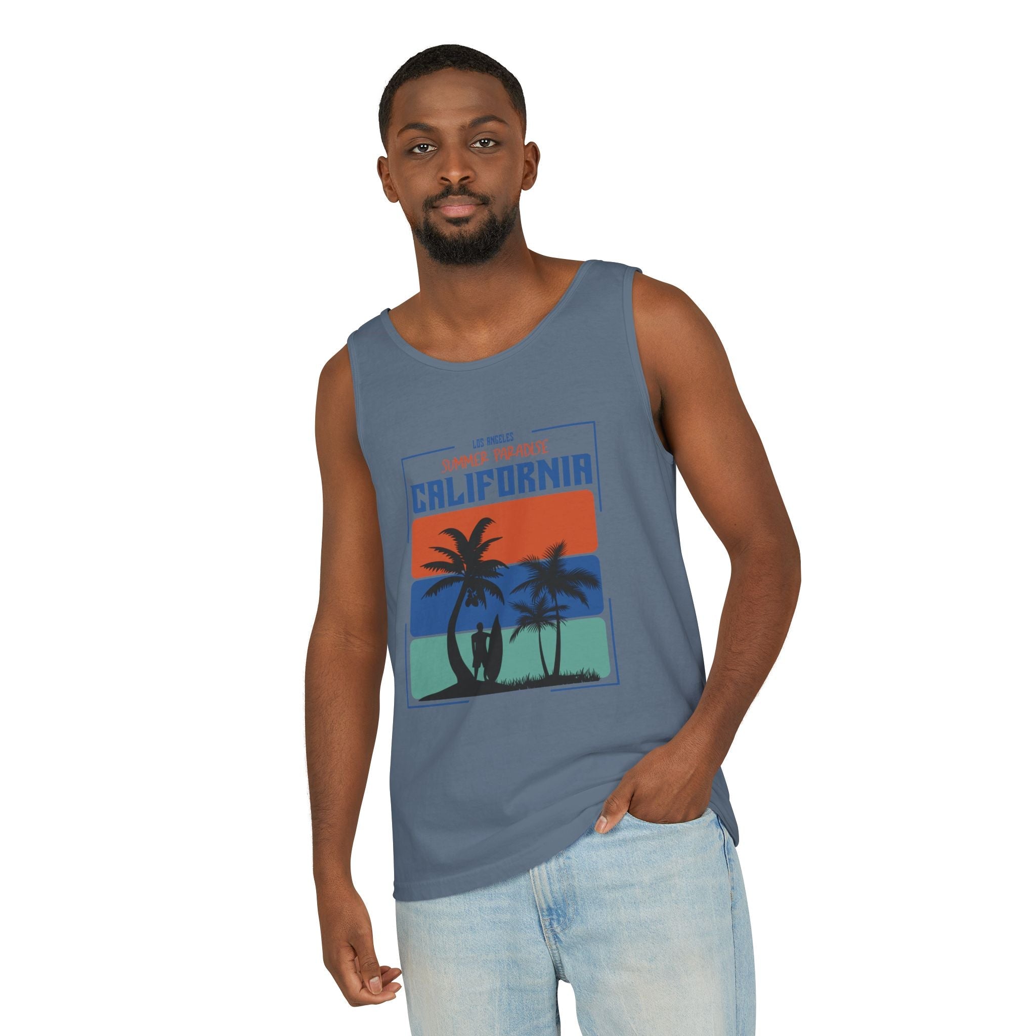 California Palm Sunset Tank Top Vintage Beach Graphic - Etna Gift