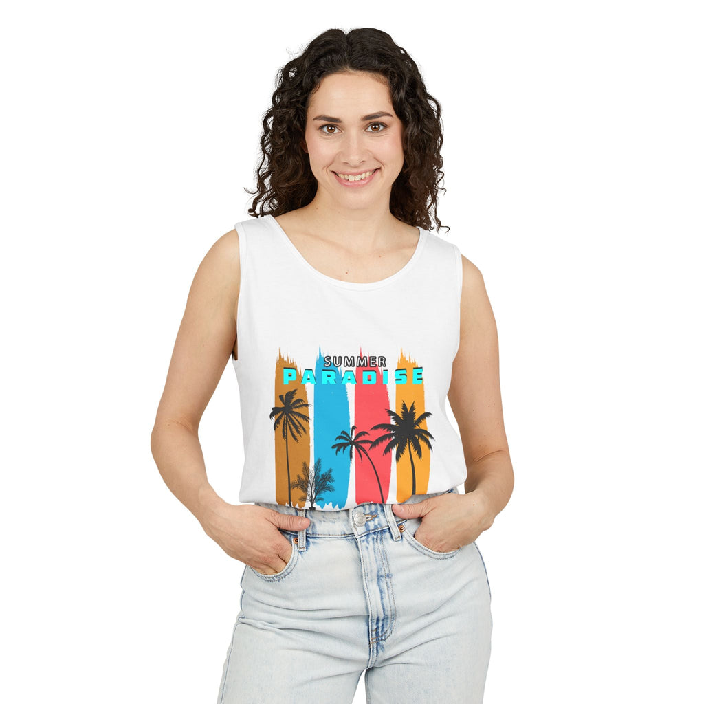 California Paradise Palm Tank Top Retro Beach Sunset Graphic - Etna Gift