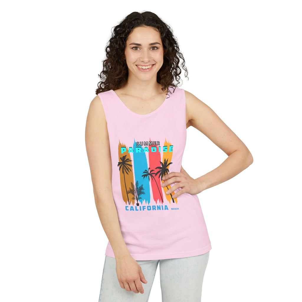 California Paradise Palm Tank Top Retro Beach Sunset Graphic - Etna Gift