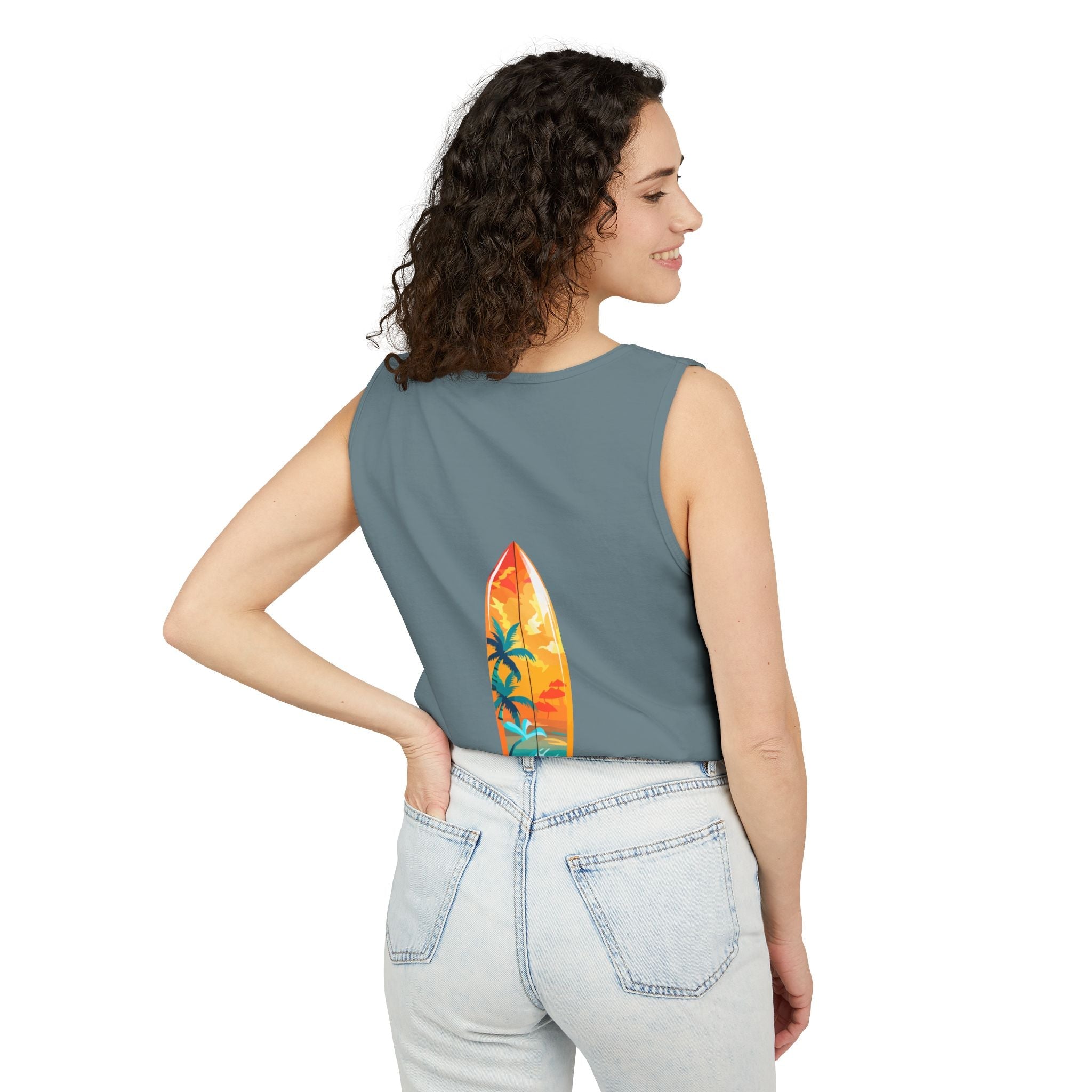 California Paradise Palm Tank Top Retro Beach Sunset Graphic - Etna Gift