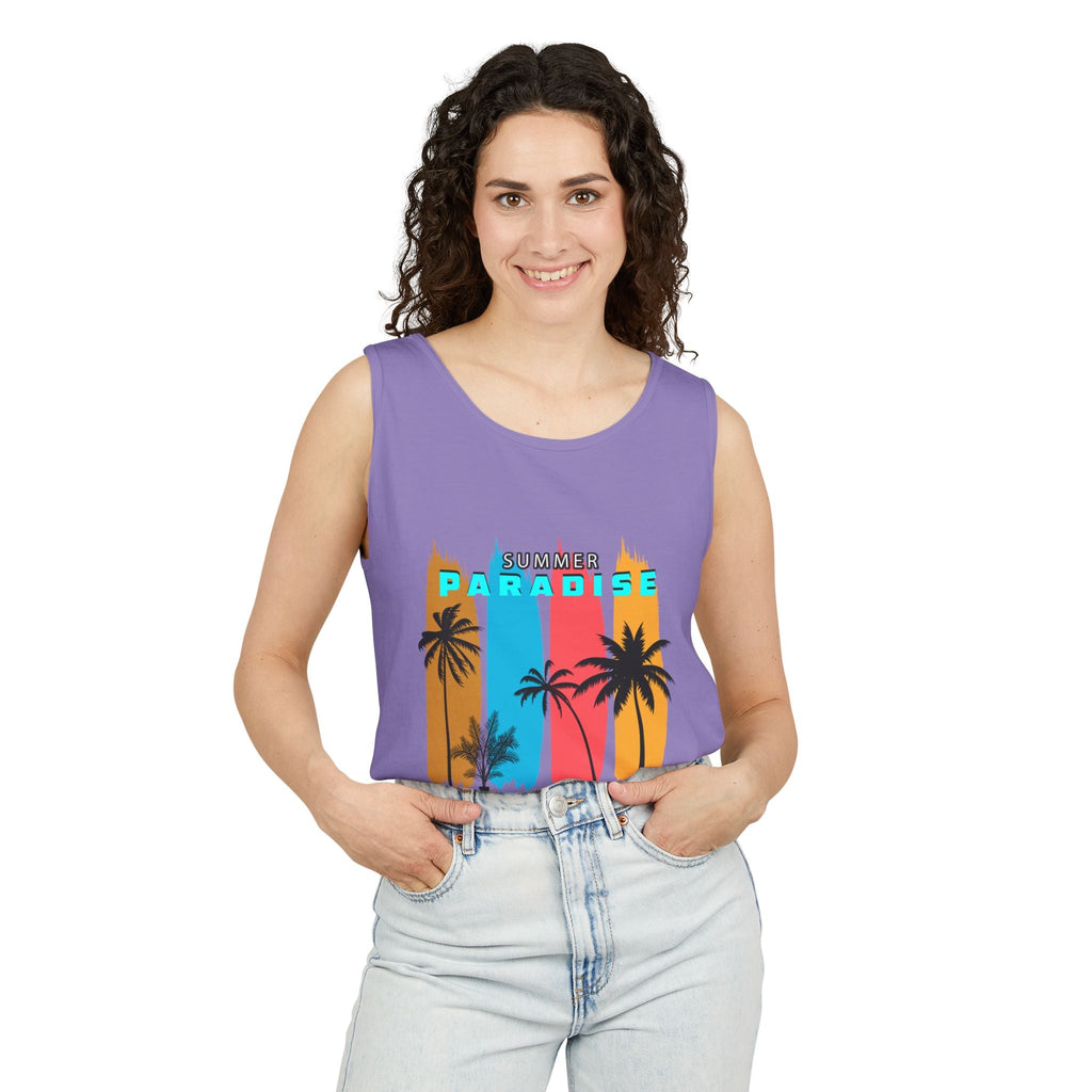 California Paradise Palm Tank Top Retro Beach Sunset Graphic - Etna Gift