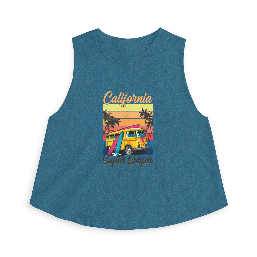 California Super Surfer Crop Top Retro Beach Van Surf Graphic - Etna Gift