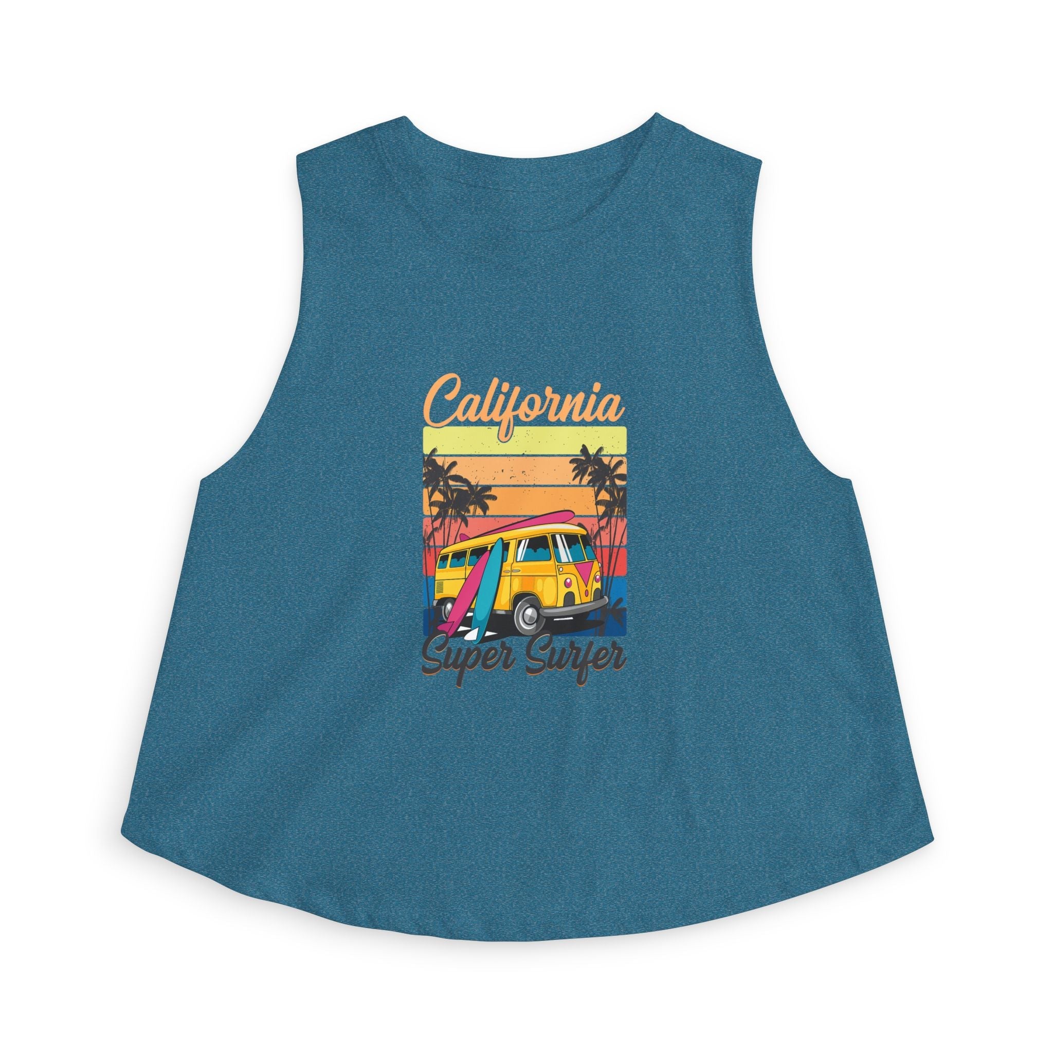 California Super Surfer Crop Top Retro Beach Van Surf Graphic - Etna Gift