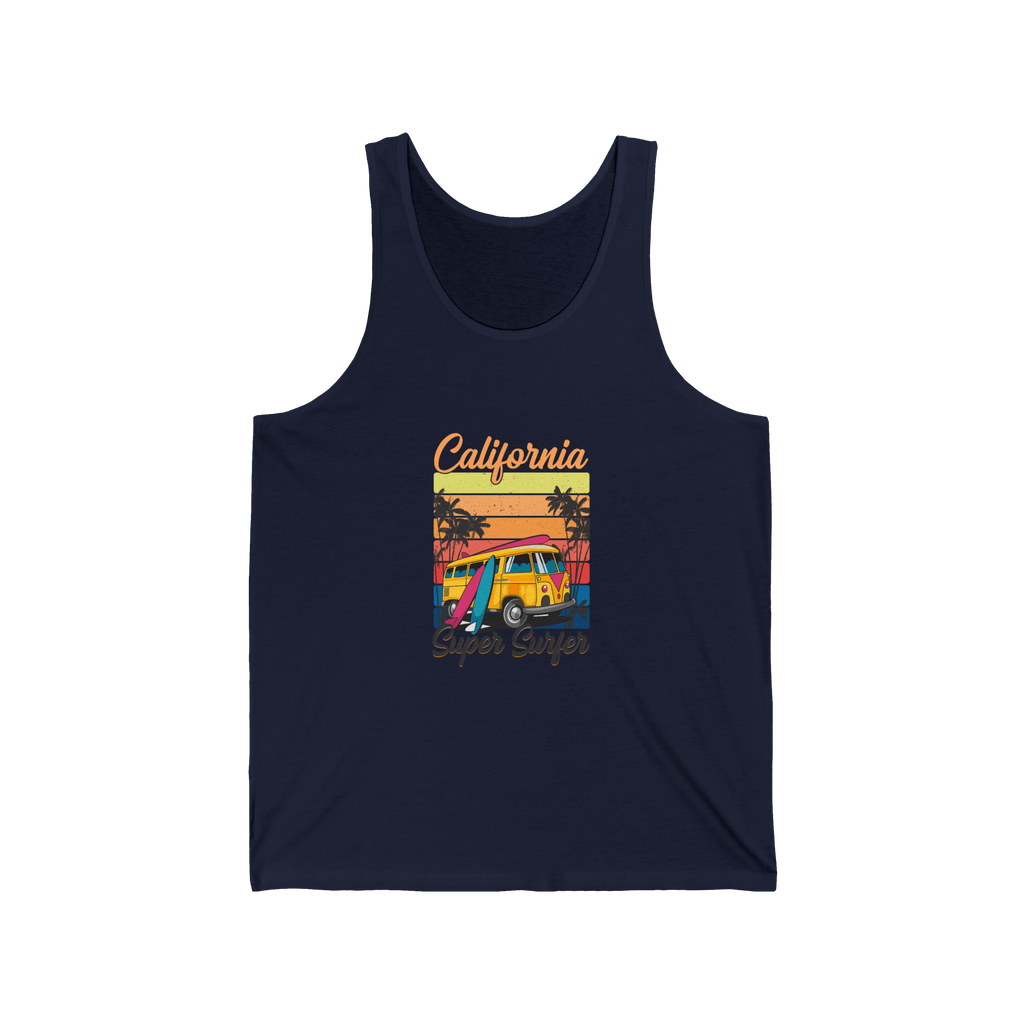 California Super Surfer Tank Top Retro Surfboard Beach Tank - Etna Gift