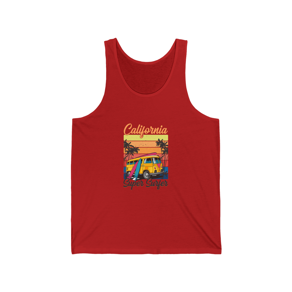 California Super Surfer Tank Top Retro Surfboard Beach Tank - Etna Gift