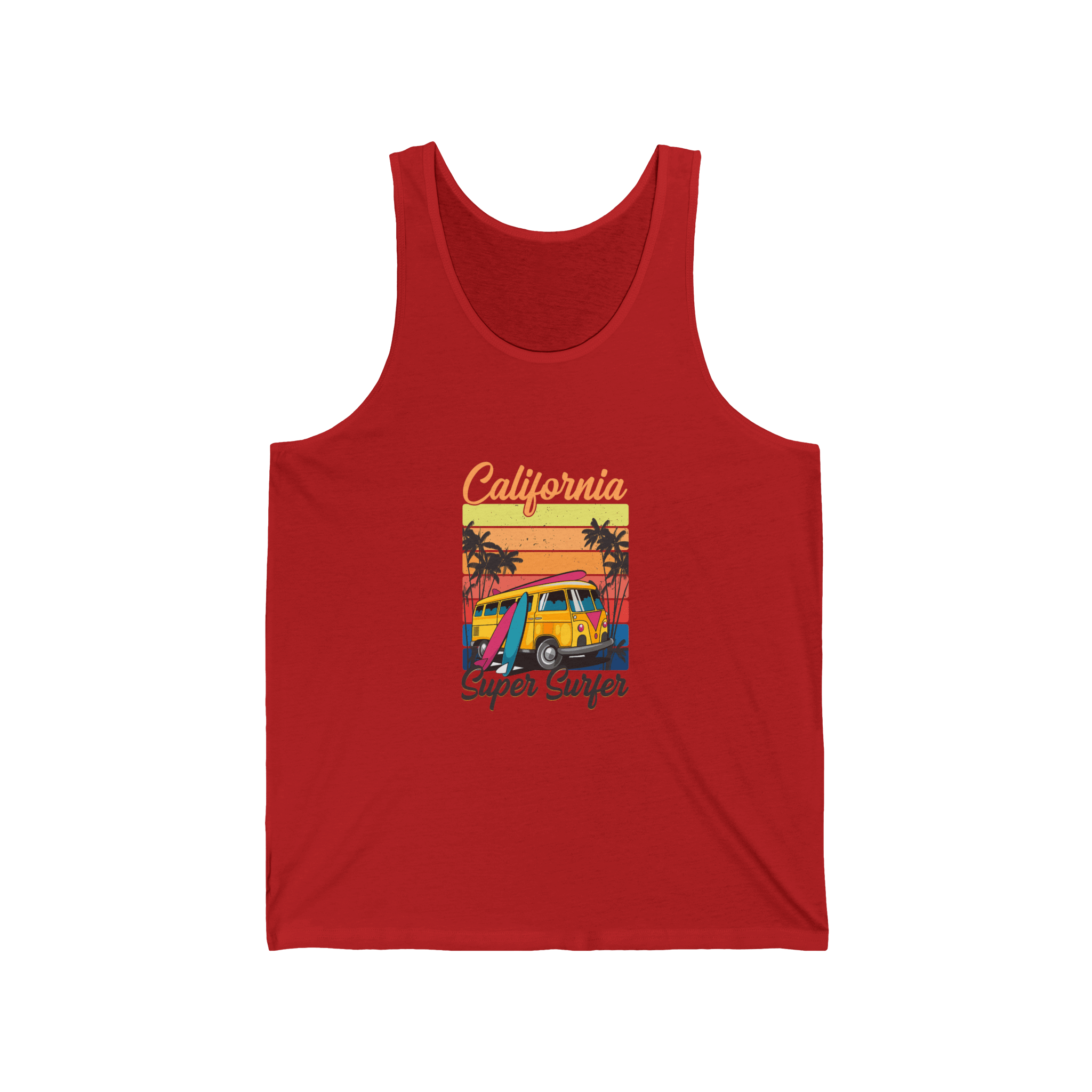 California Super Surfer Tank Top Retro Surfboard Beach Tank - Etna Gift