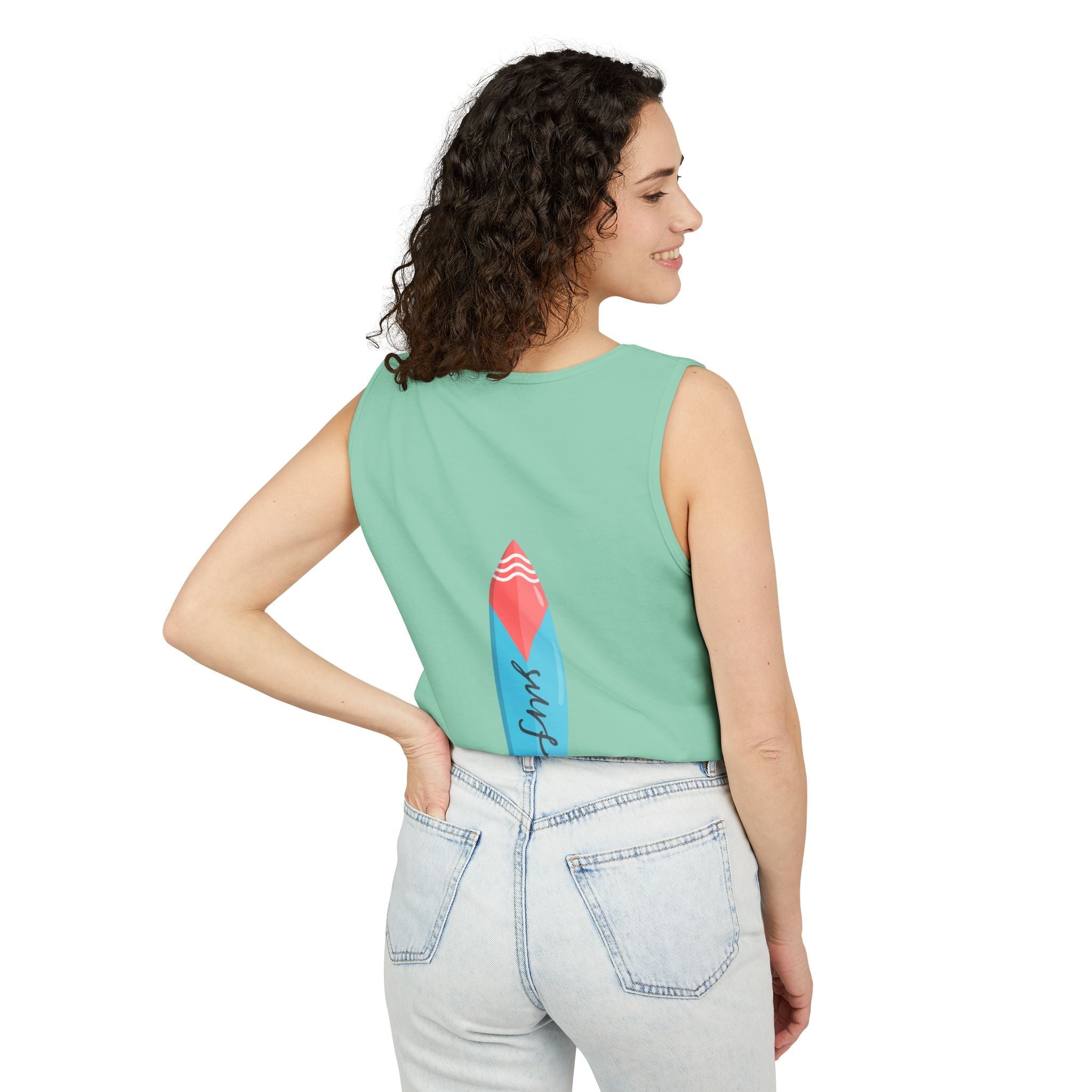 California Super Surfer Tank Top Vintage Surf Van & Board Beach Graphic - Etna Gift