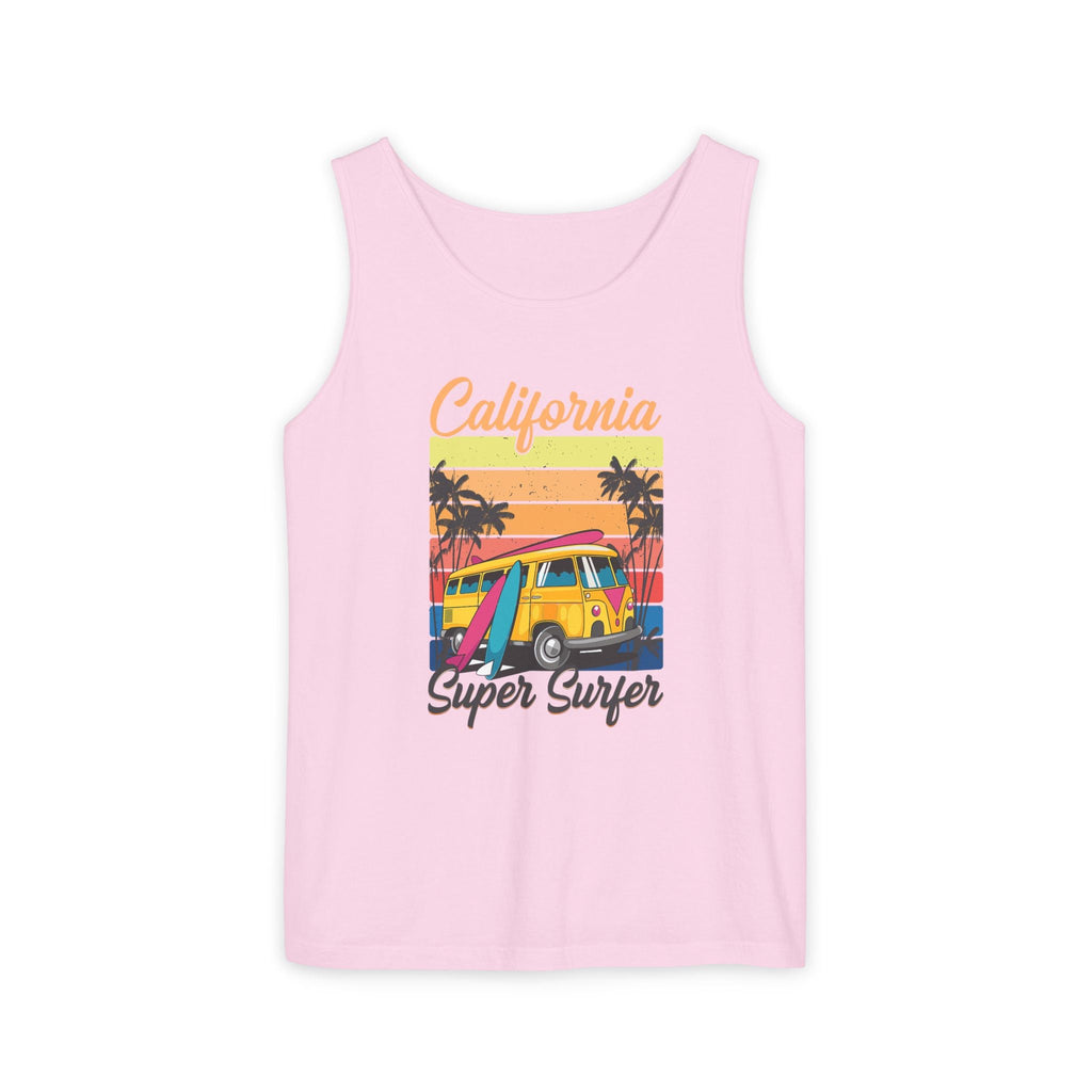 California Super Surfer Tank Top Vintage Surf Van & Board Beach Graphic - Etna Gift
