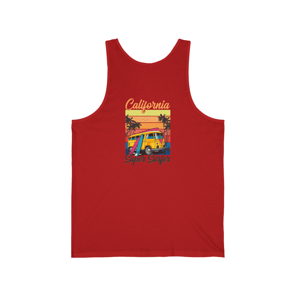 California Surf Tank Top 'Super Surfer' Vintage Beach Surfboard Design - Etna Gift