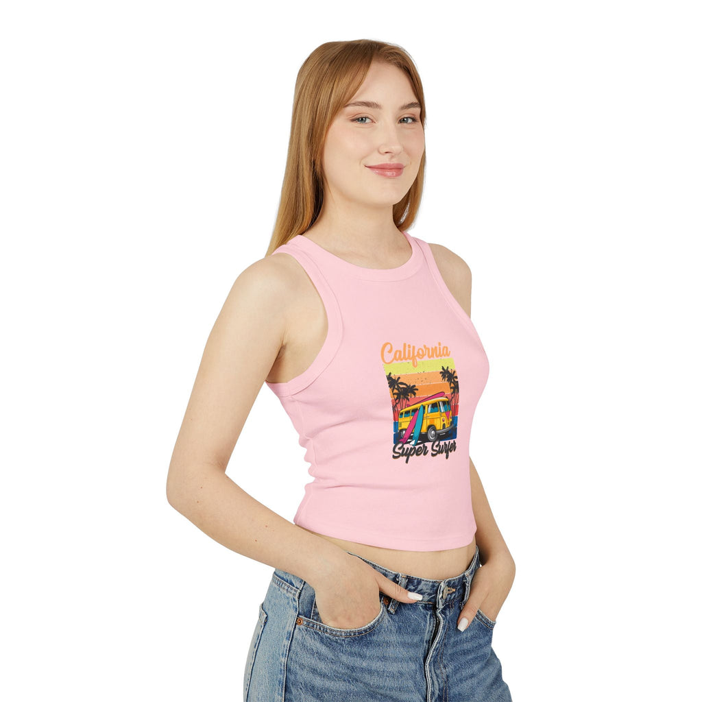 California Surf Van Racer Tank Top — Retro Beach Graphic - Etna Gift